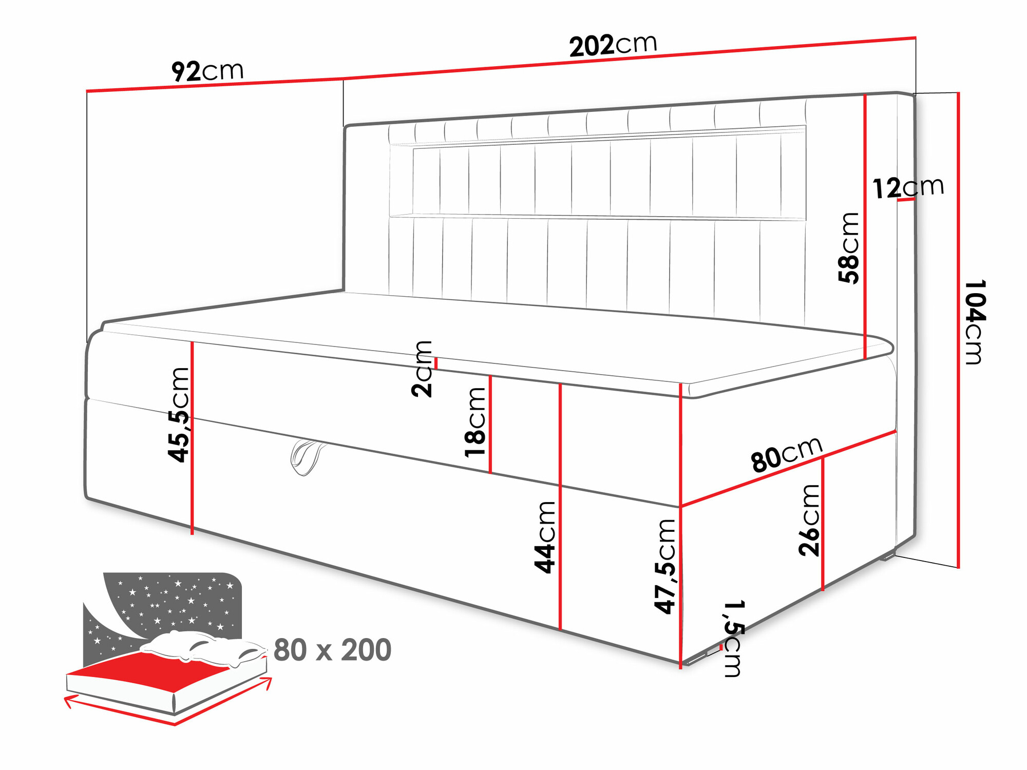 Boxspring postelja Baltimore 168 (Soft 017 + Fresh 34)
