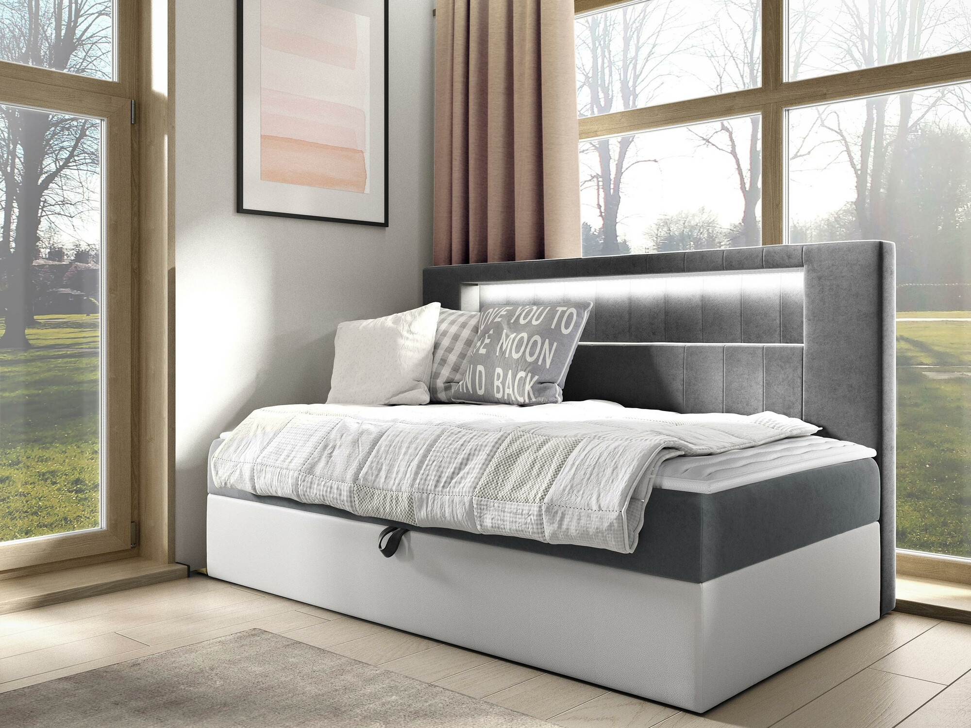 Boxspring postelja Lucus IV (Soft 017 + Fresh 14)