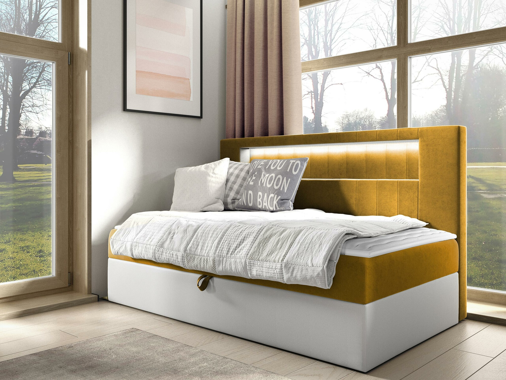 Boxspring postelja Lucus IV (Soft 017 + Fresh 37)