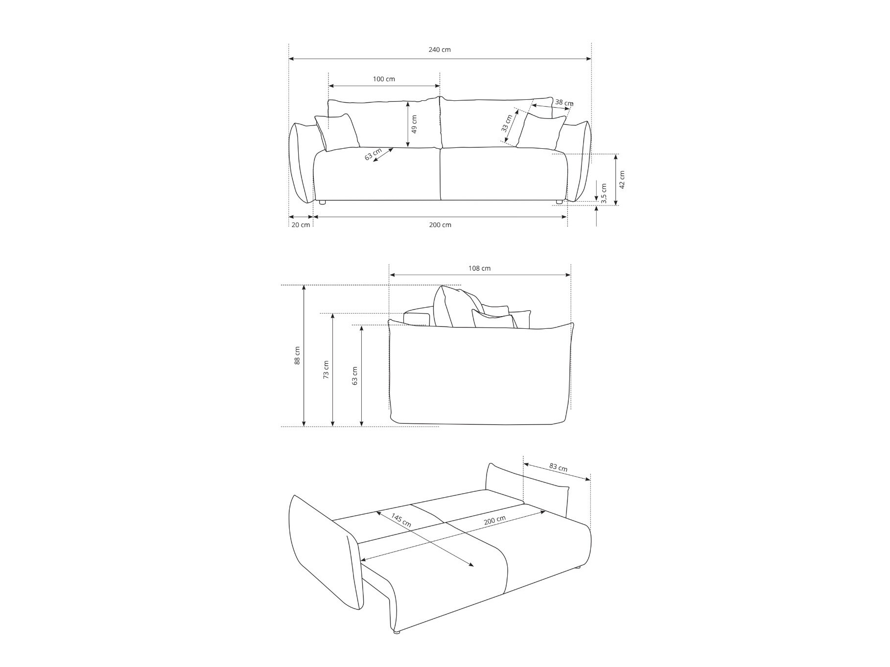 Kavč z ležiščem Kingston 150 (Tilia 01)