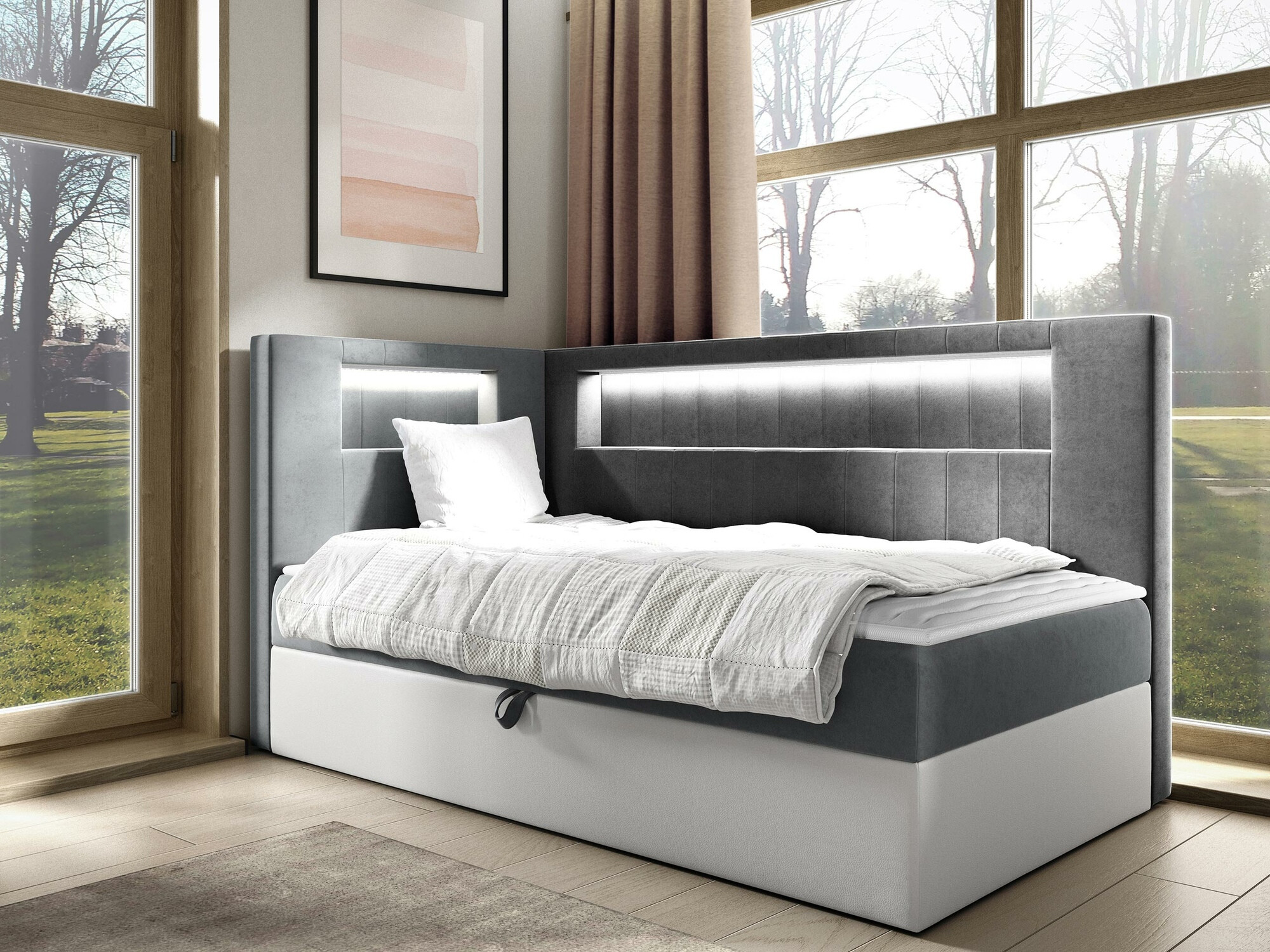 Boxspring postelja Lucus VIII (Soft 017 + Fresh 14)