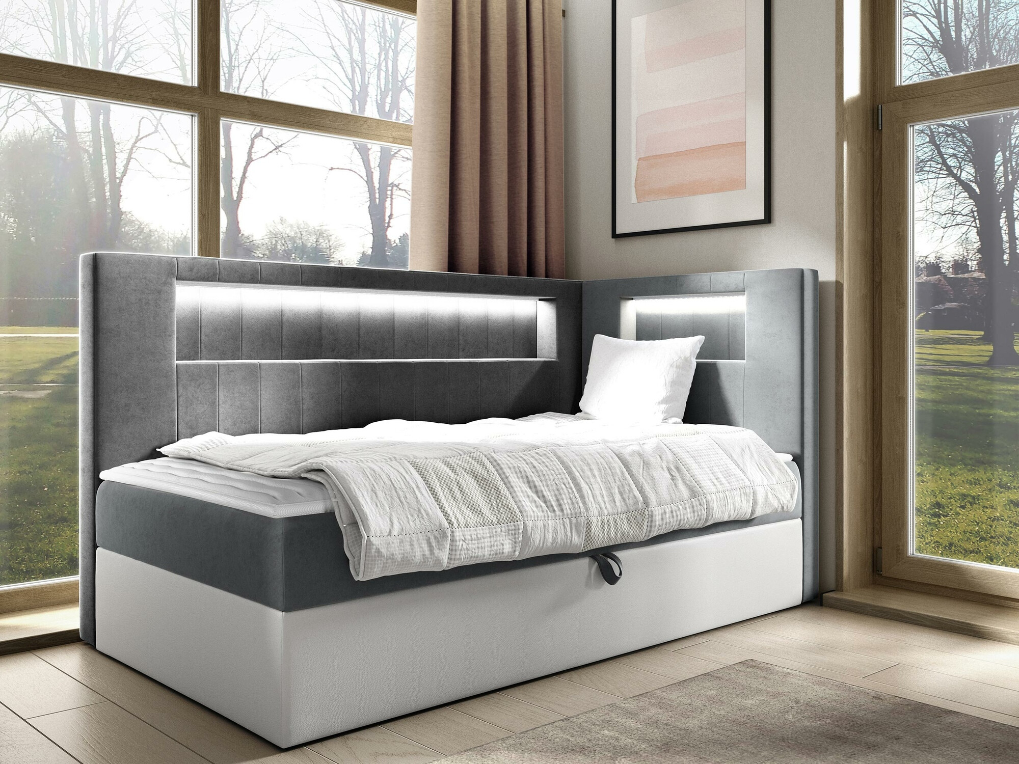 Boxspring postelja Lucus VIII (Soft 017 + Fresh 14)