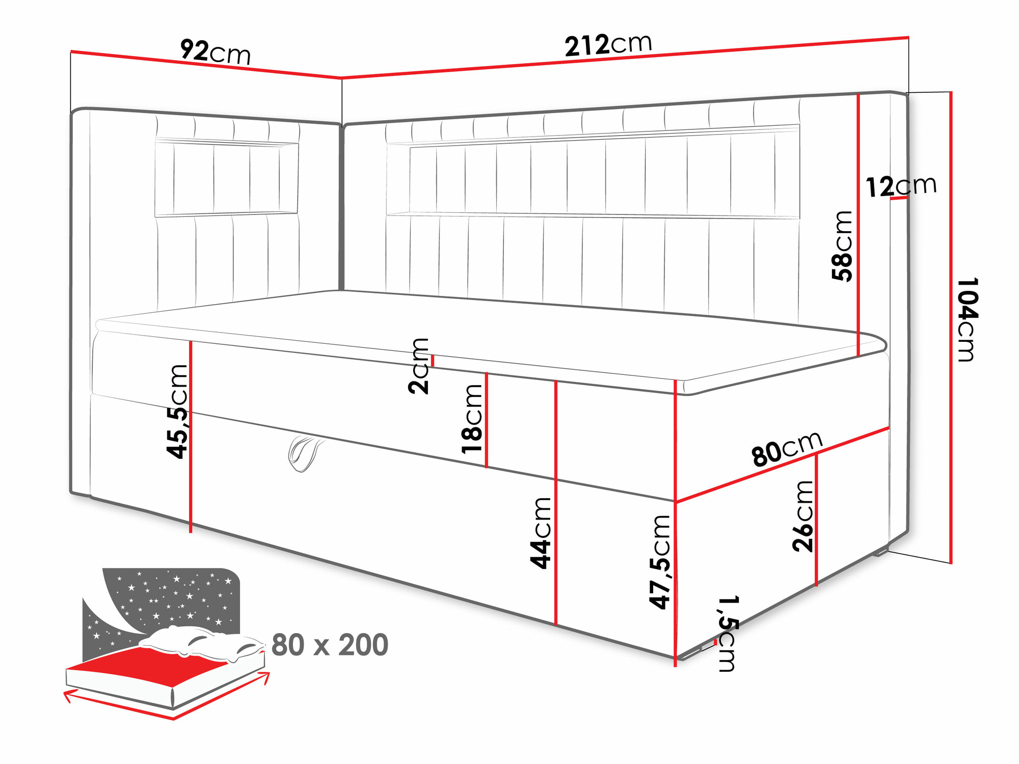 Boxspring postelja Lucus VIII (Soft 017 + Fresh 1)