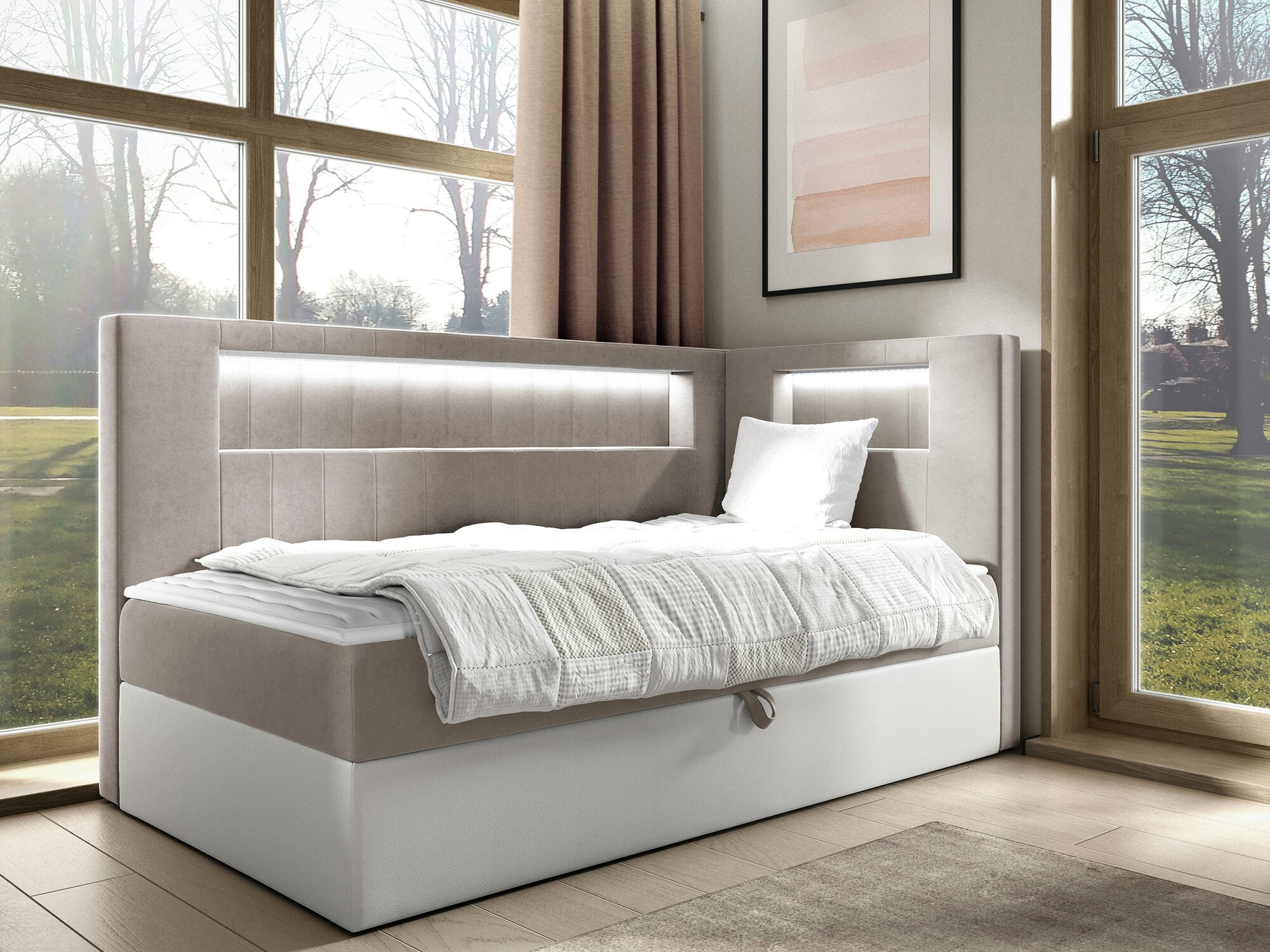 Boxspring postelja Lucus VIII (Soft 017 + Fresh 1)