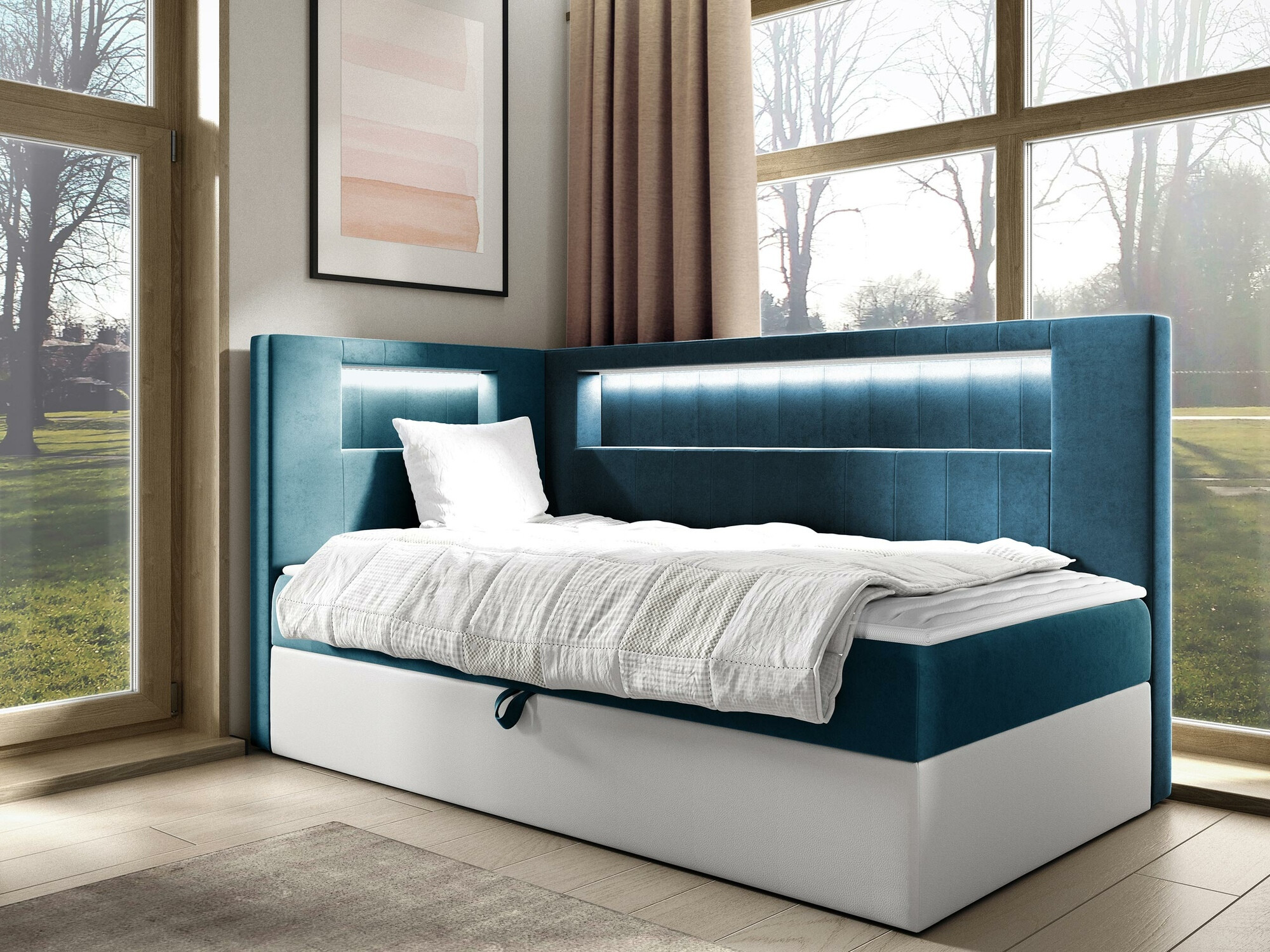 Boxspring postelja Lucus VIII (Soft 017 + Fresh 34)