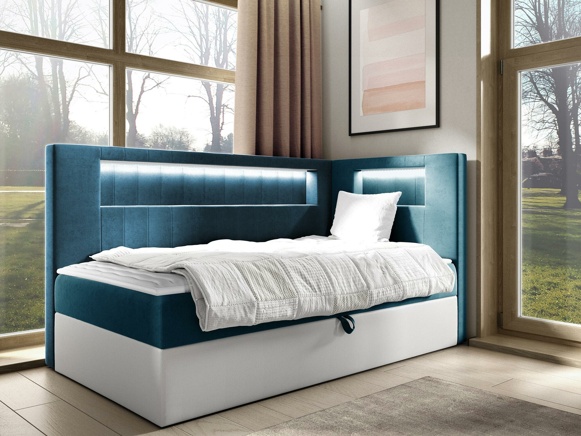 Boxspring postelja Lucus VIII (Soft 017 + Fresh 34)
