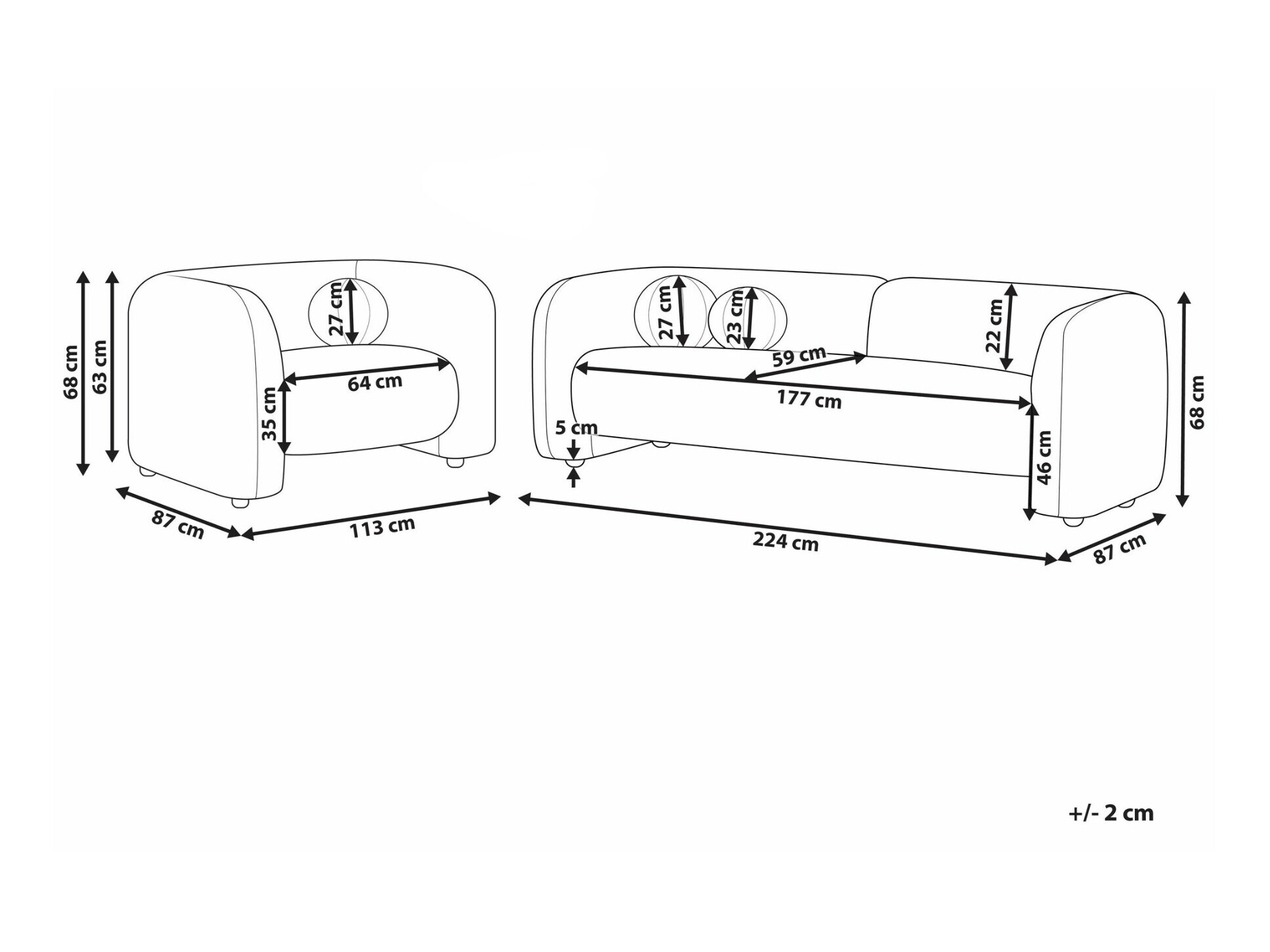 Komplet oblazinjenega pohištva Veselme 108