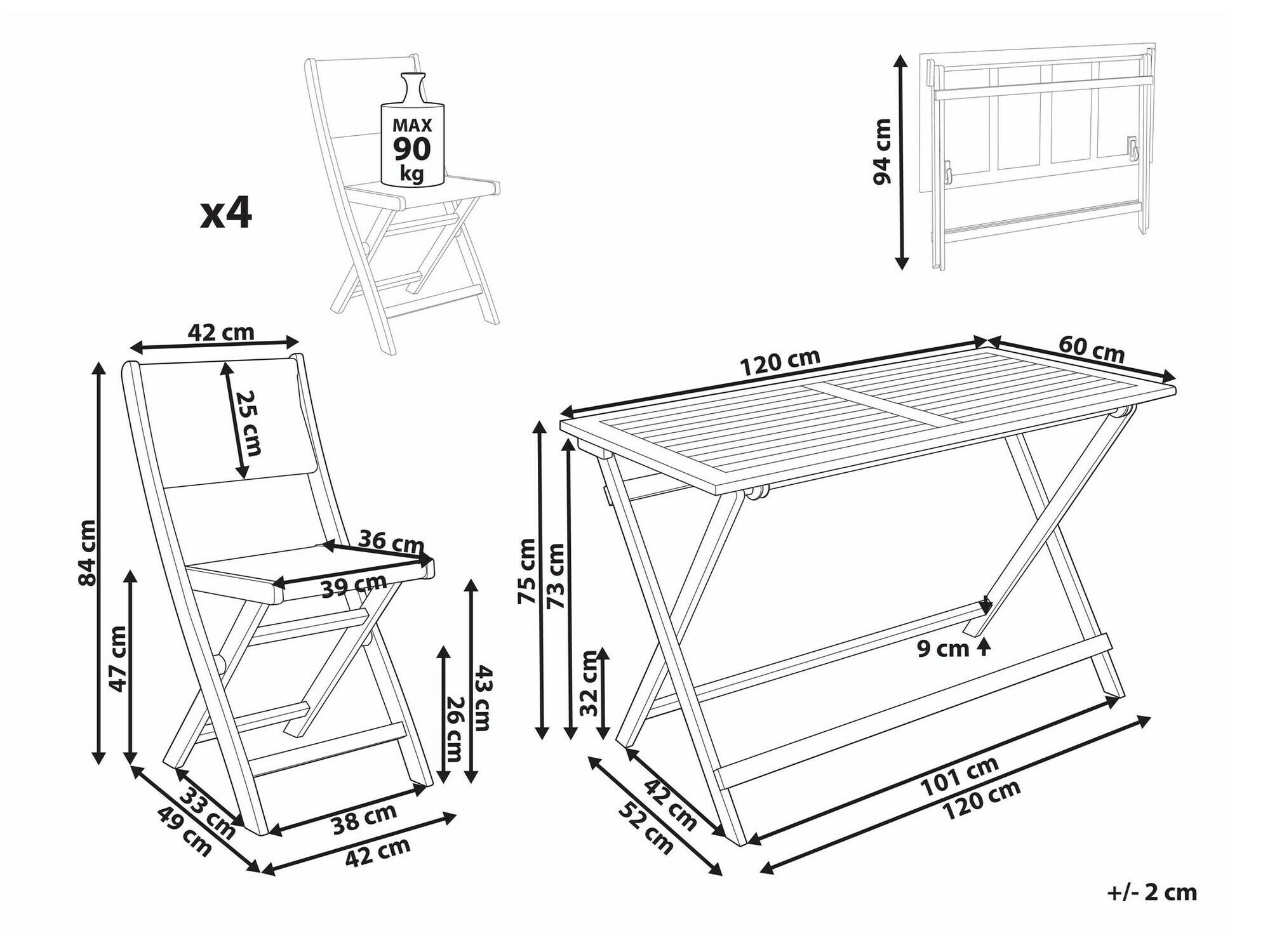 Komplet mize in stolov Bensevu 100 (Akacijev + Bež)