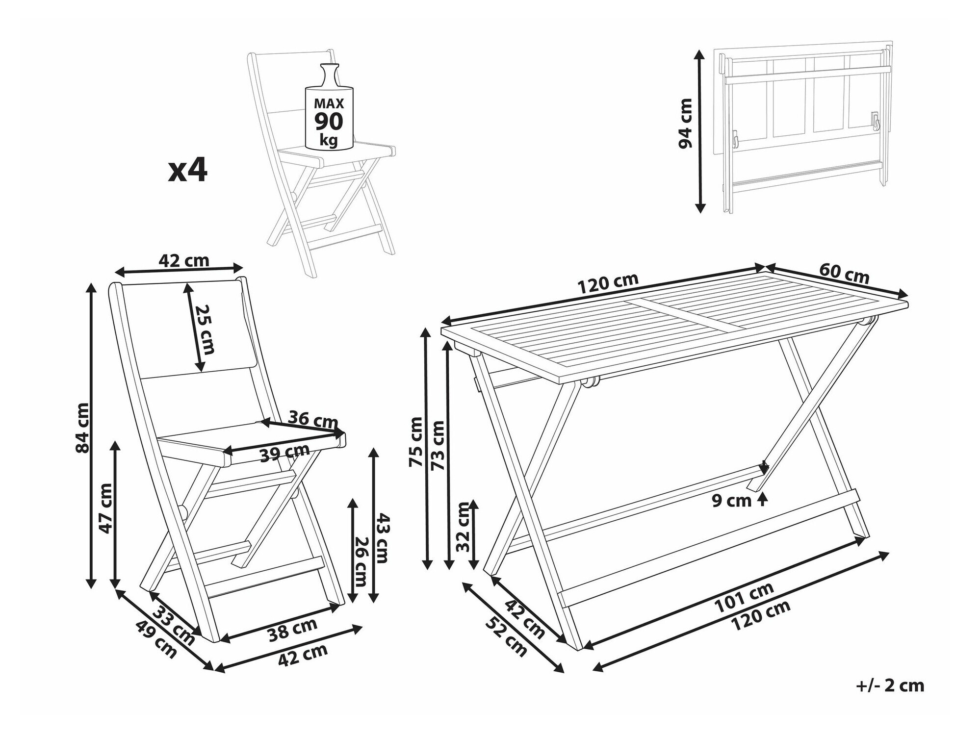 Komplet mize in stolov Bensevu 100 (Akacijev + Zelena)