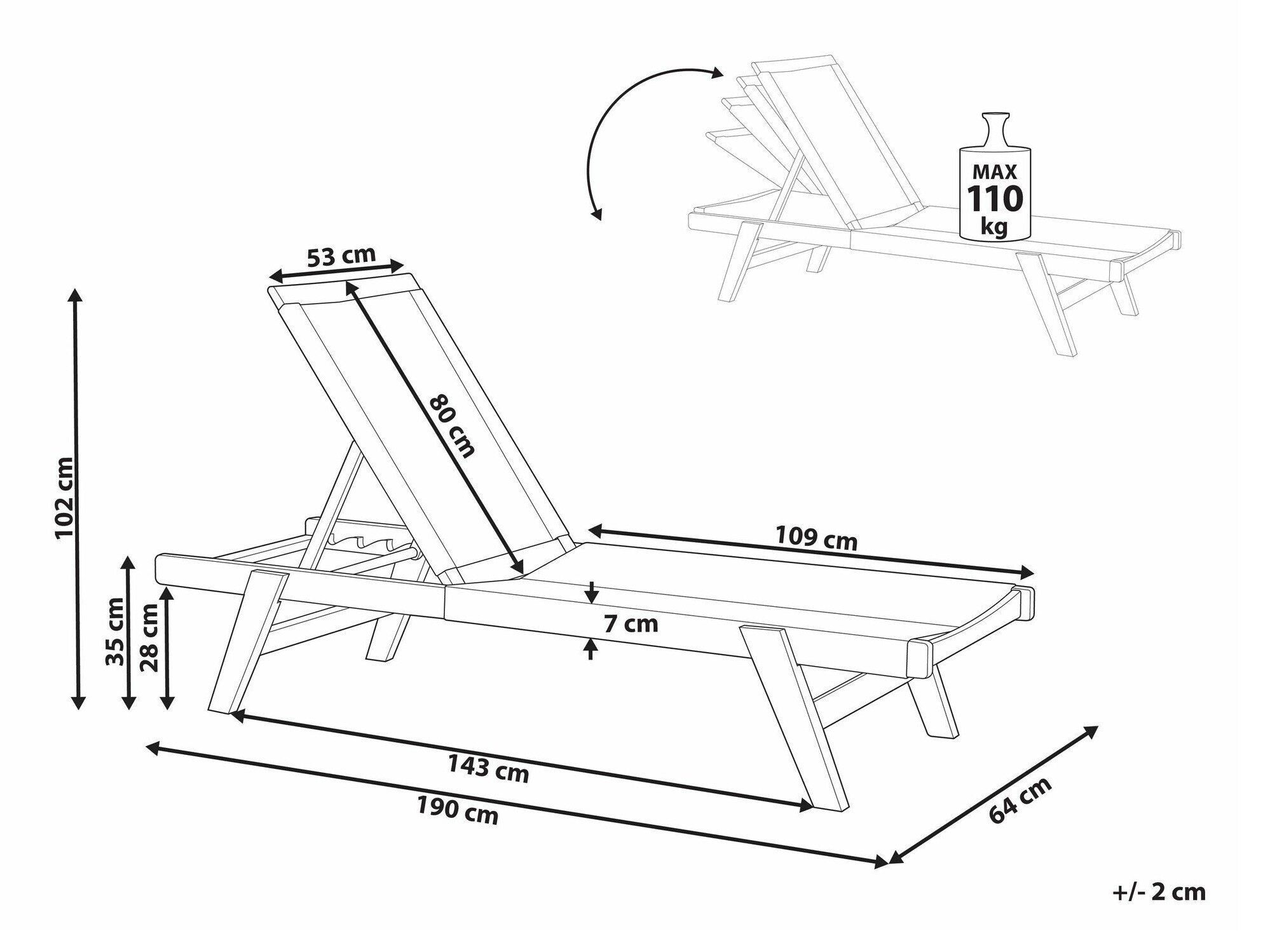 Vrtni ležalnik Bensevu 101 (Akacijev + Zelena)