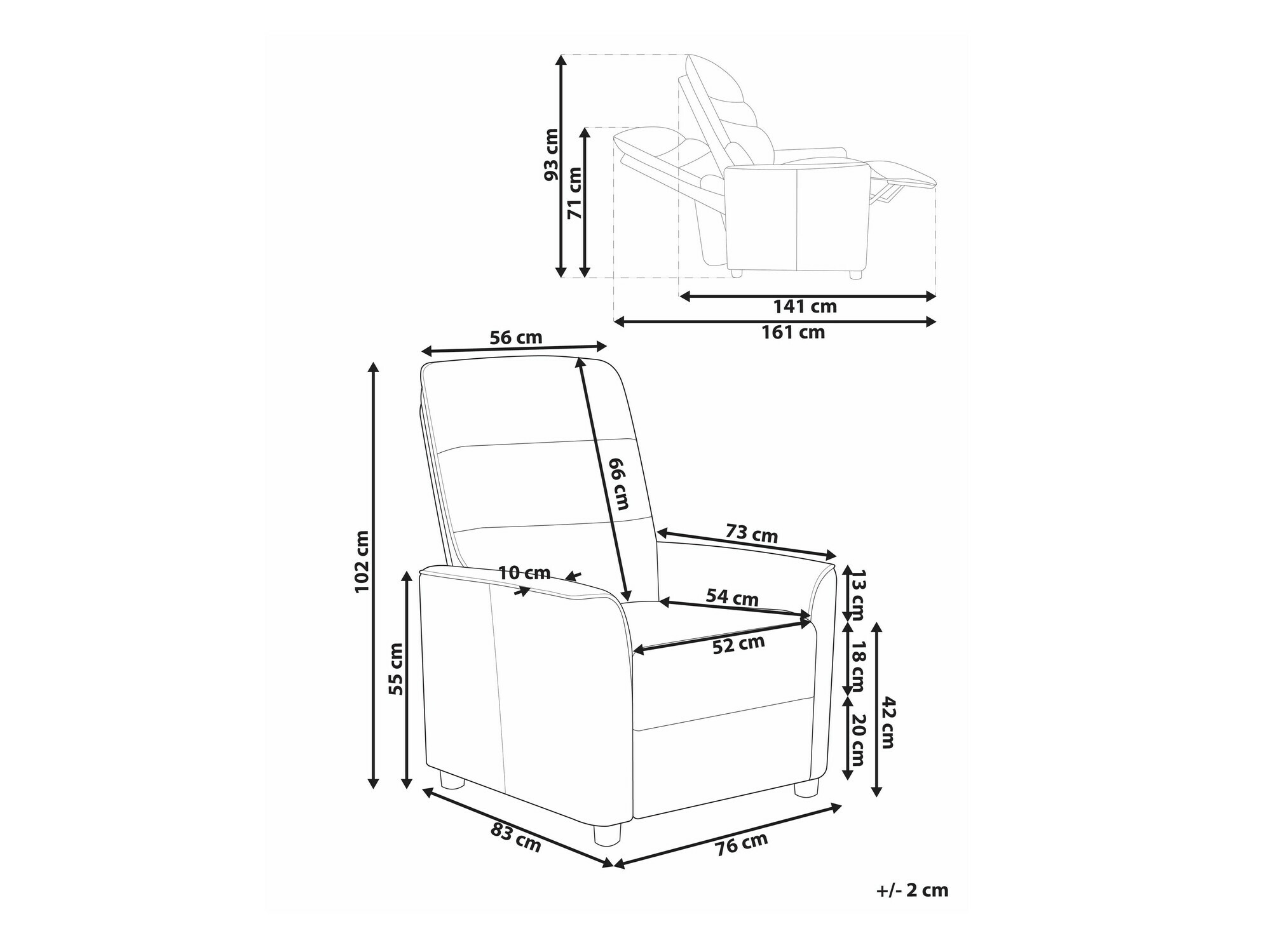 Fotelj s počivalnikom Berwyn 2460 (Bela)