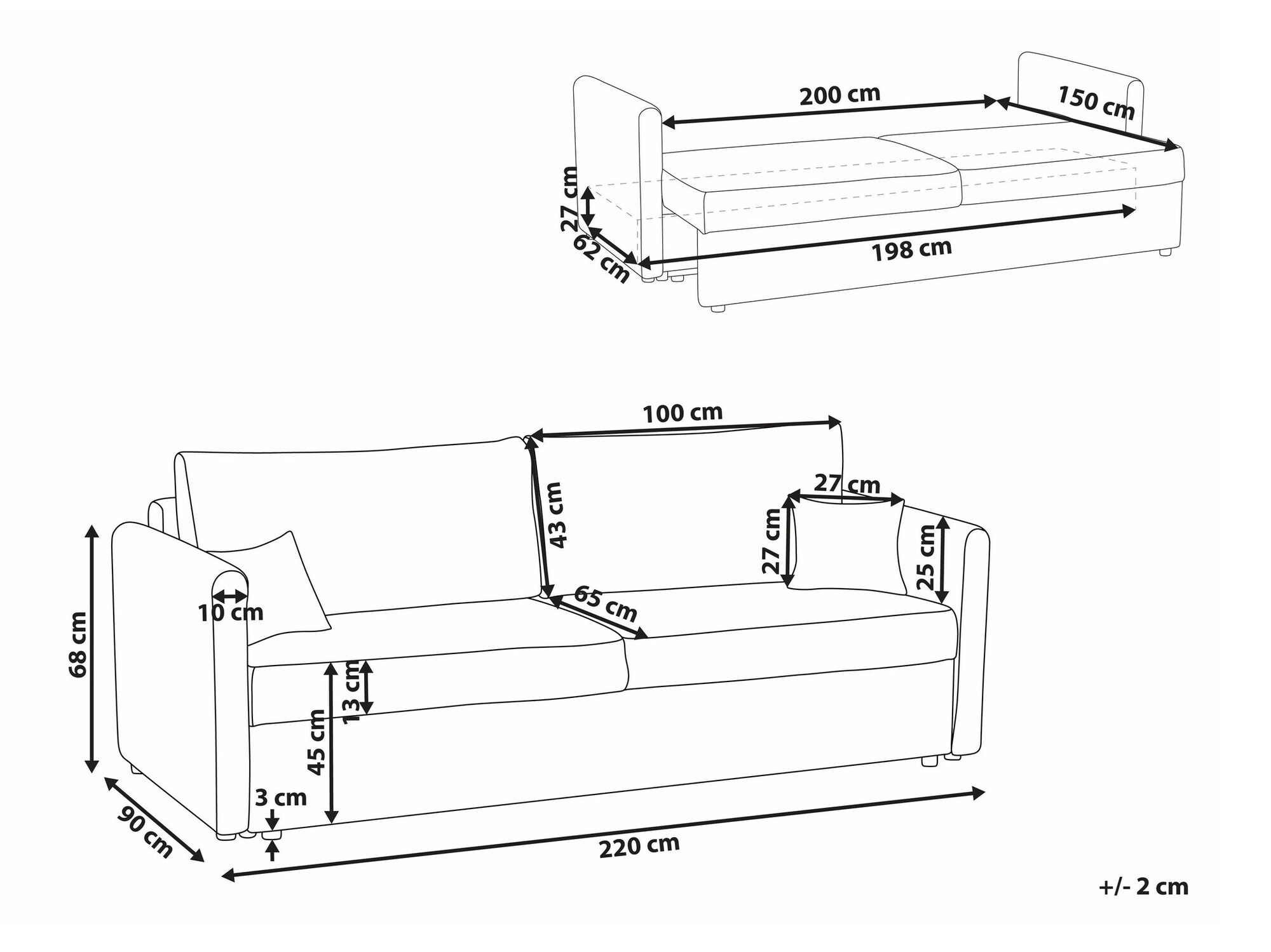 Raztegljiv kavč Berwyn 2465 (Siva)