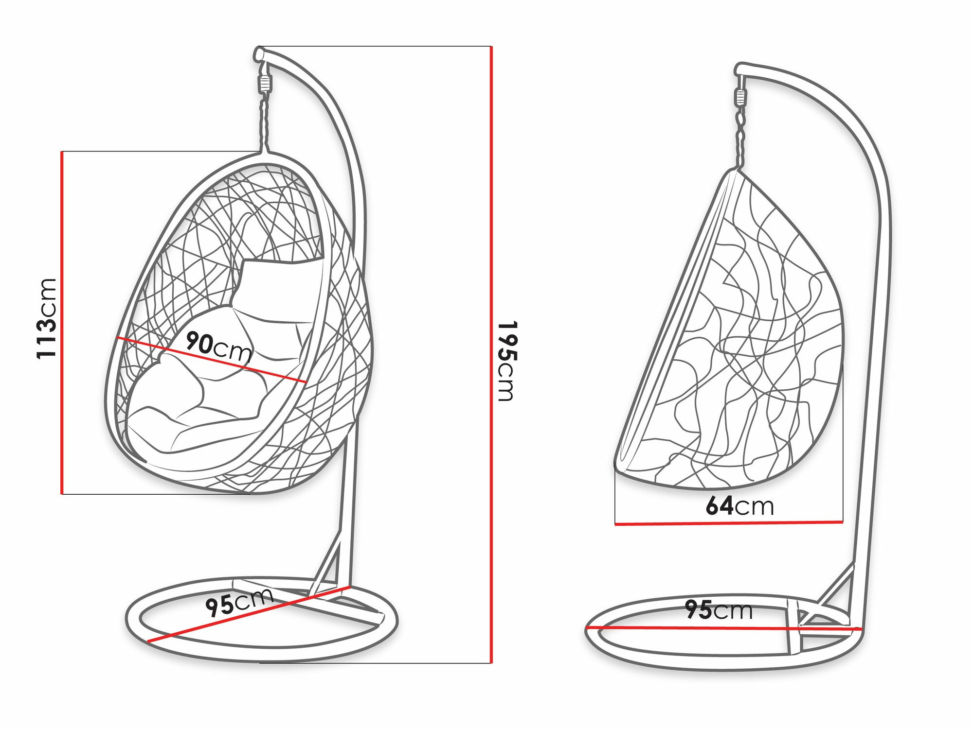 Viseči stol Miami 307 (Črna + Krema)