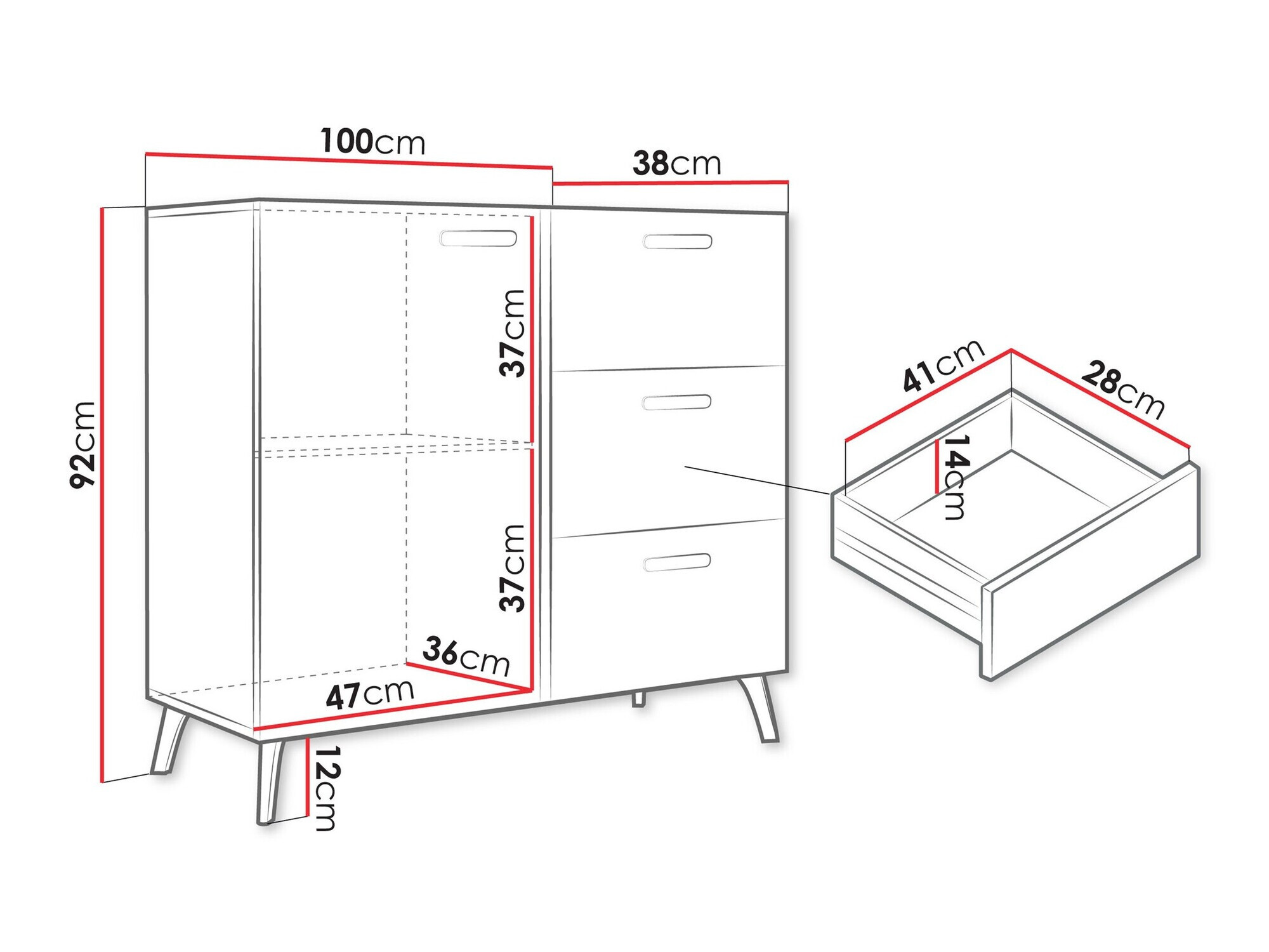 Komoda Comfivo Teslomo 108 (Bela + Sijaj bela)