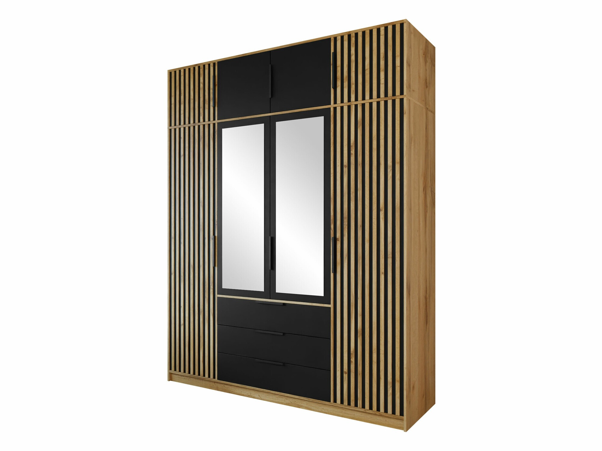 Garderobna omara Collis II (Wotan hrast + Črna)