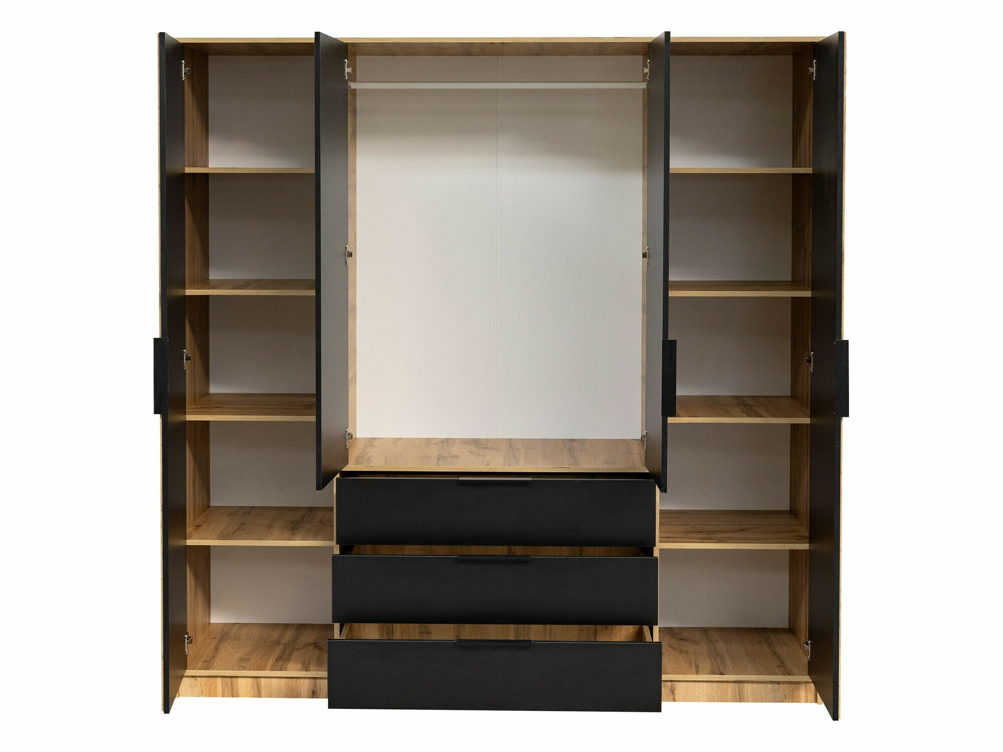 Garderobna omara Enolevo 108 (Wotan hrast + Črna)