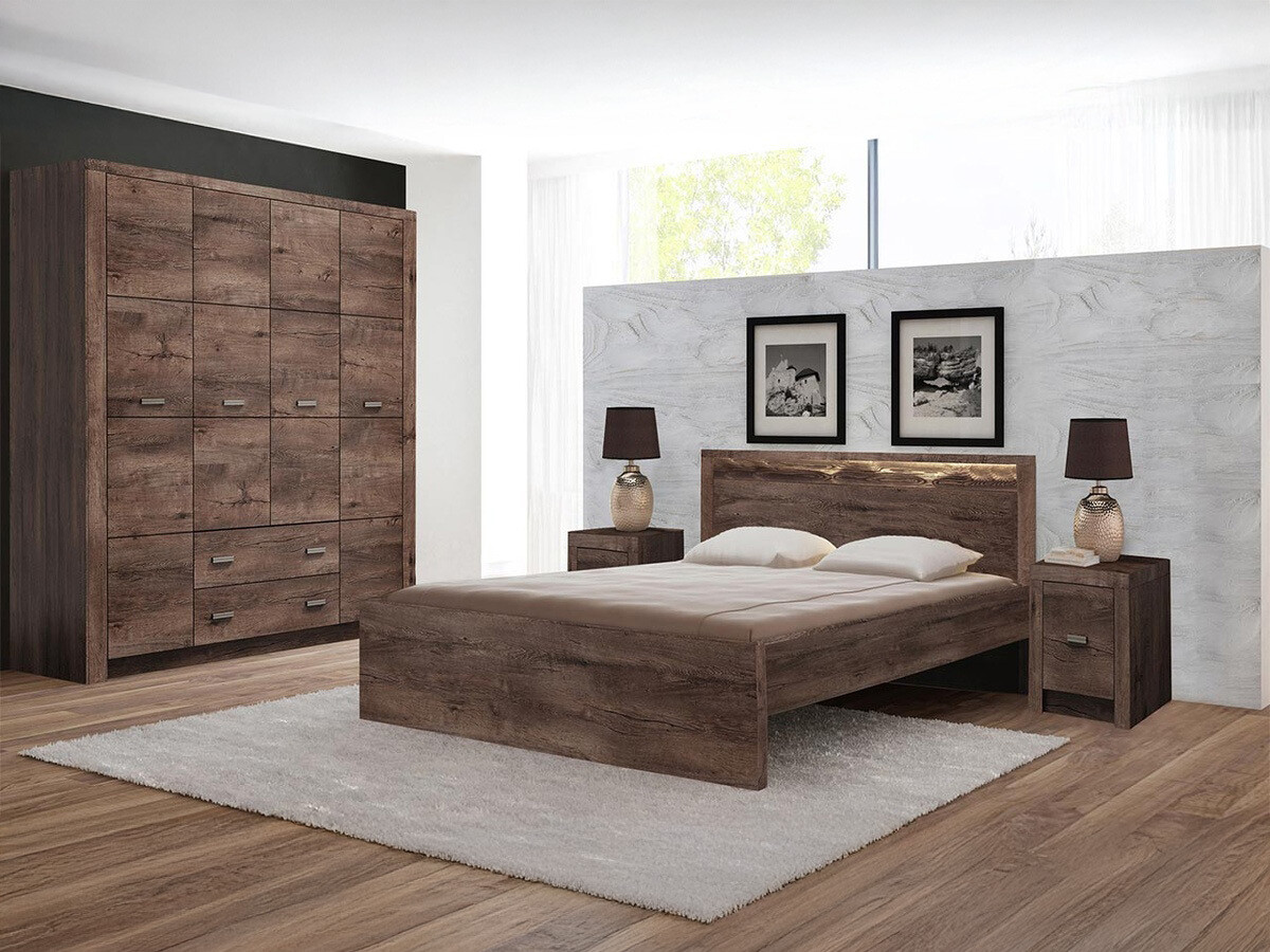 Komplet pohištva za spalnico Serfeno 120 (Temni jasen)