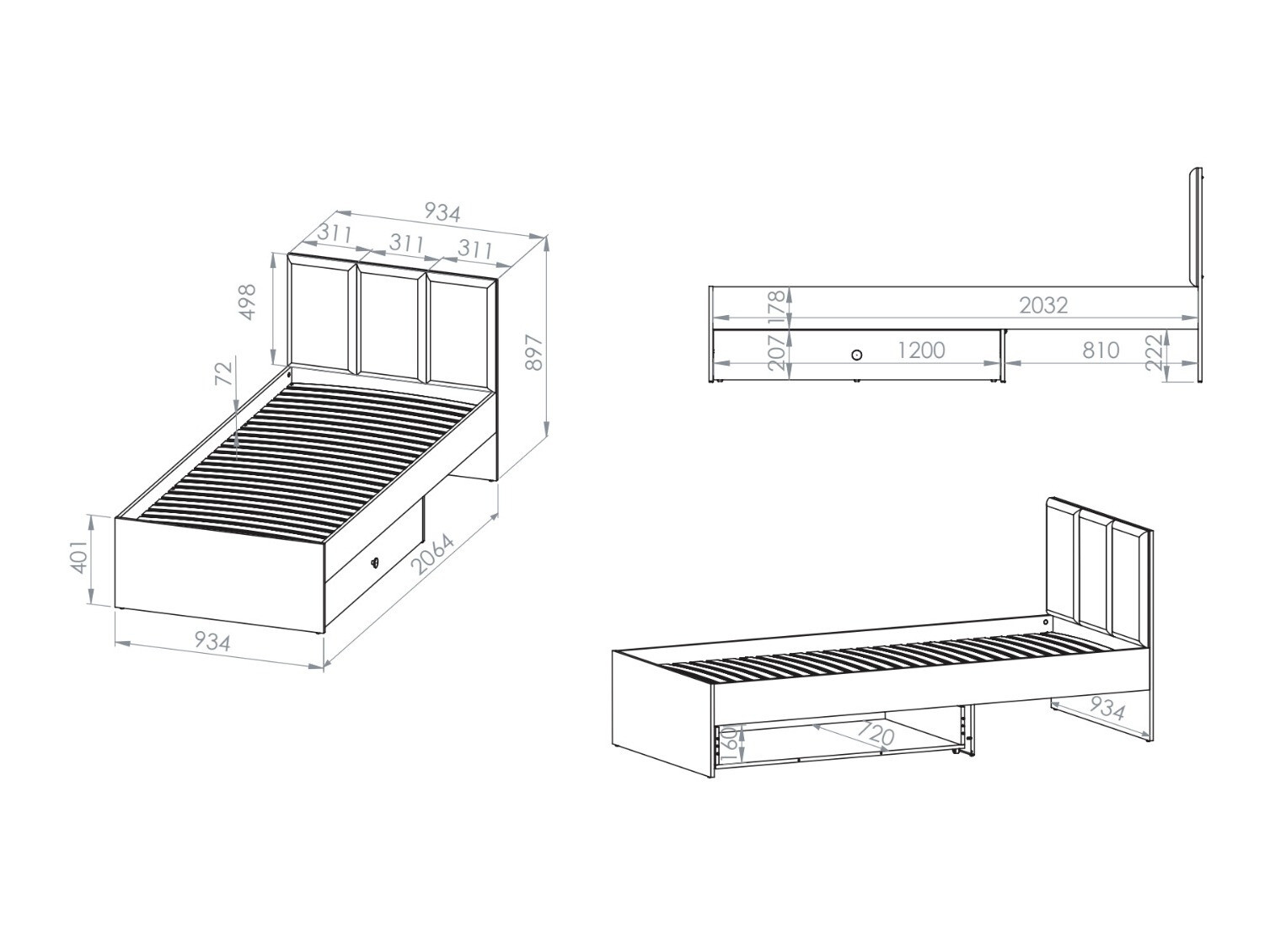 Postelja Tortoli 110