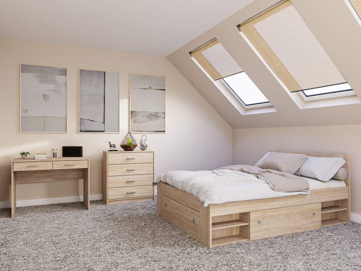 Komplet spalnic Novsore 155 (Sonoma hrast)