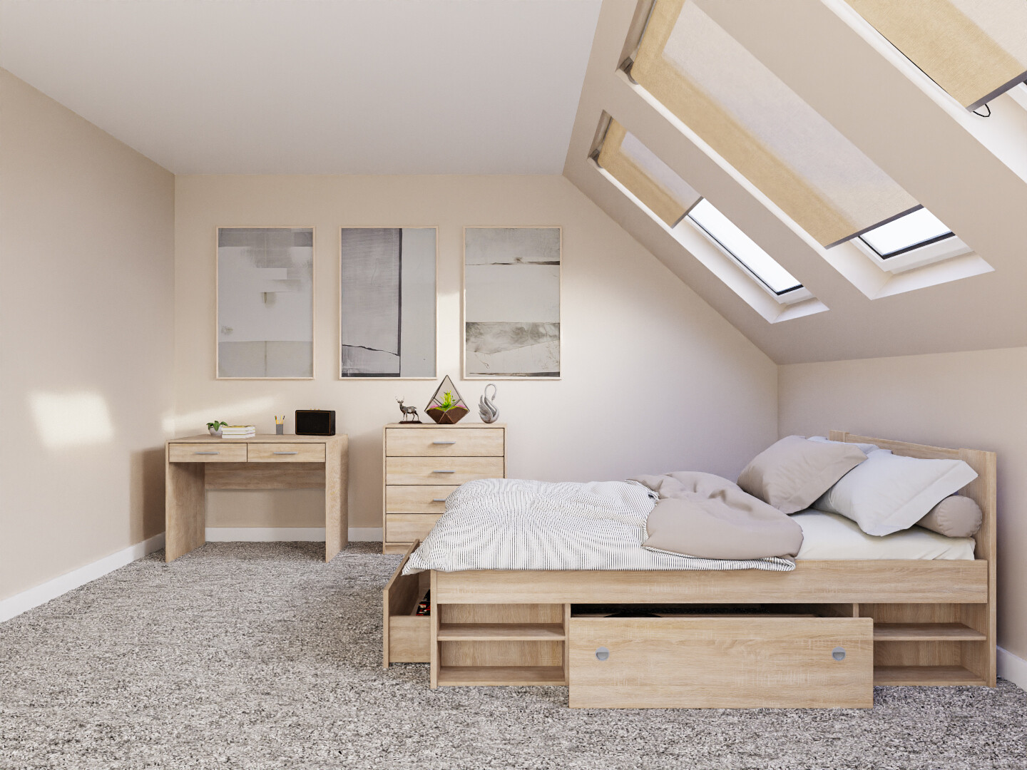 Komplet spalnic Novsore 155 (Sonoma hrast)