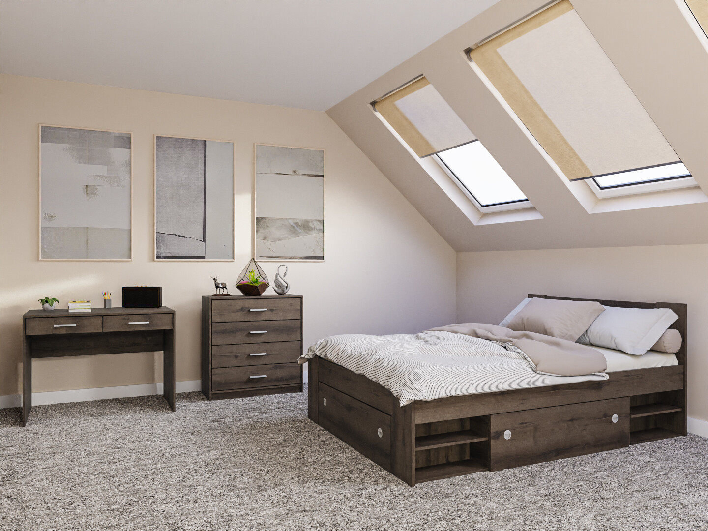 Komplet spalnic Novsore 155 (Temen hrast)