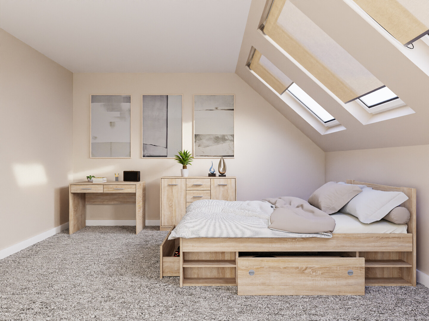 Komplet spalnic Novsore 156 (Sonoma hrast)