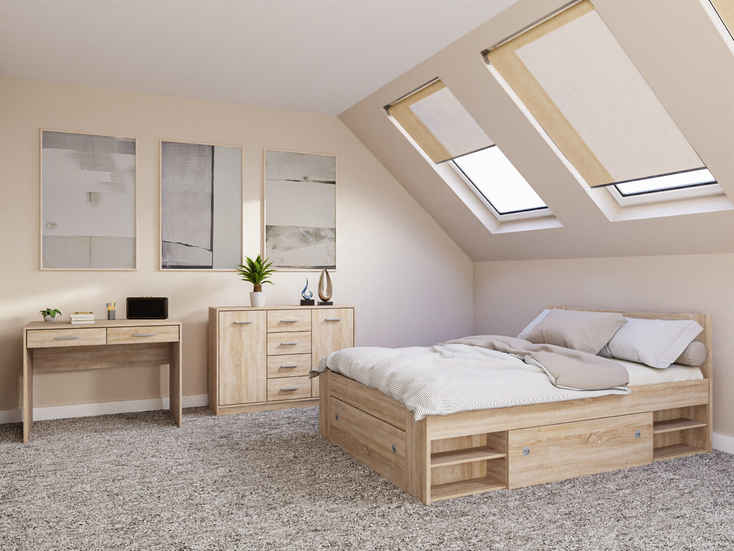 Komplet spalnic Novsore 156 (Sonoma hrast)