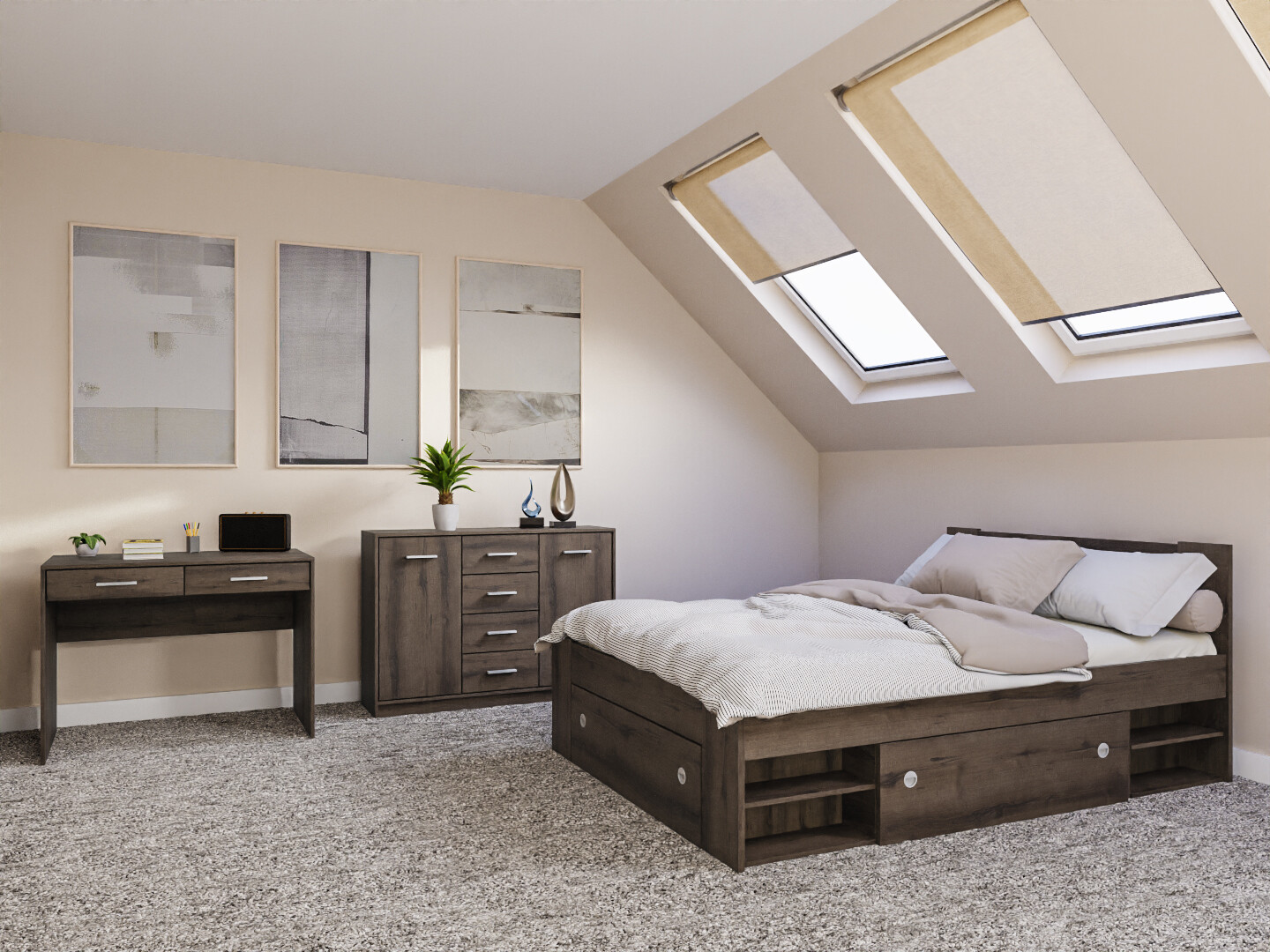 Komplet spalnic Novsore 156 (Temen hrast)