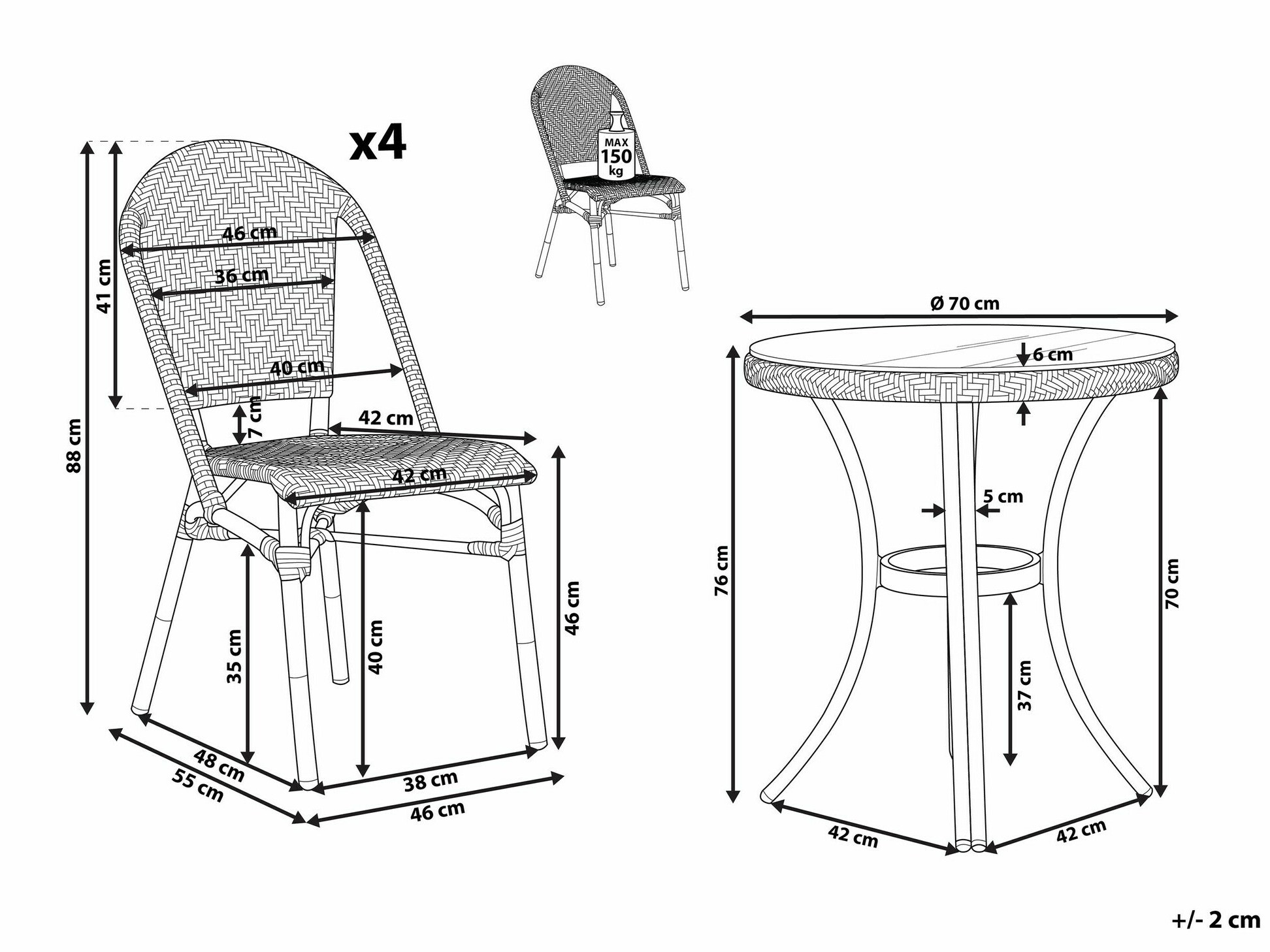 Komplet mize in stolov Berwyn 2479