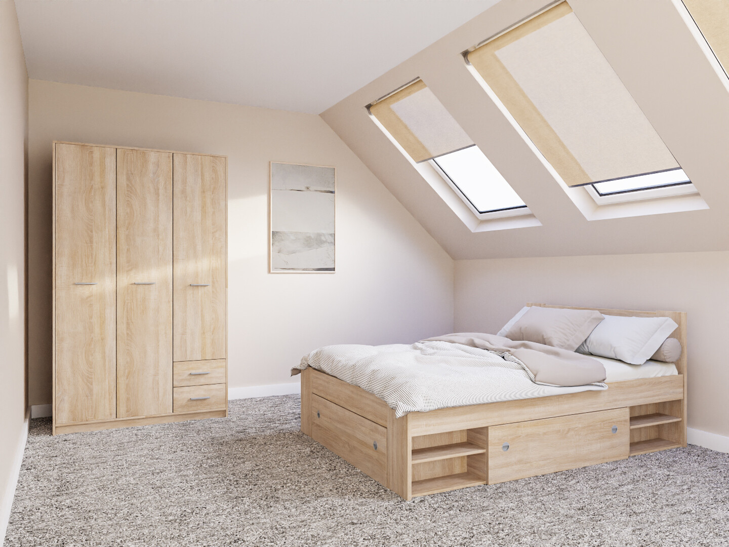 Komplet spalnic Novsore 158 (Sonoma hrast)