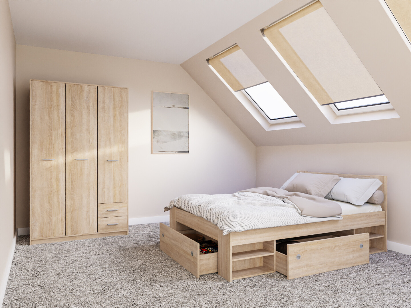 Komplet spalnic Novsore 158 (Sonoma hrast)