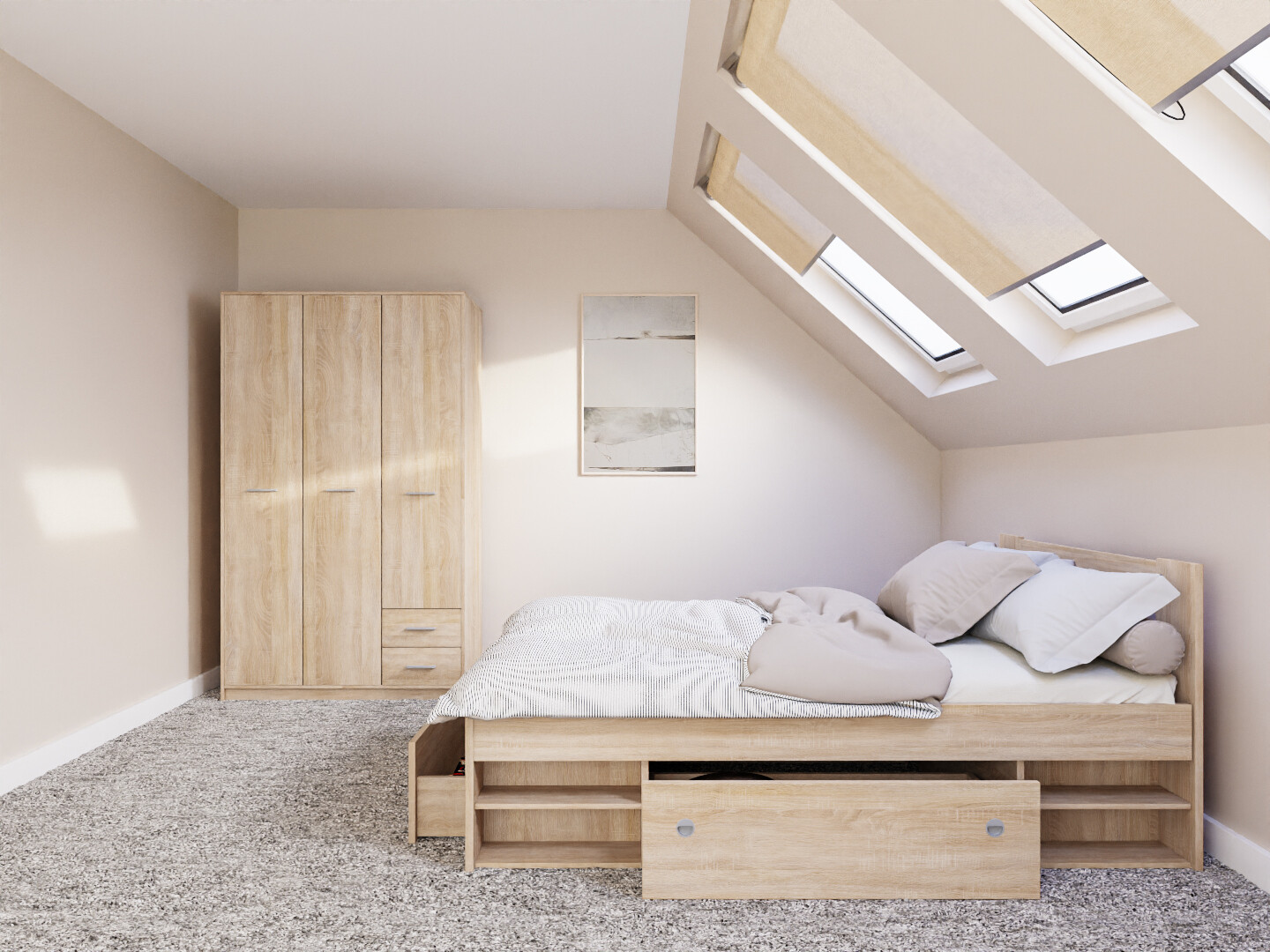 Komplet spalnic Novsore 158 (Sonoma hrast)