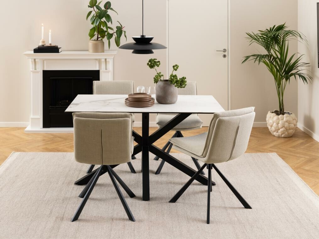 Miza Norsica 918 (Beli marmor + Črna)