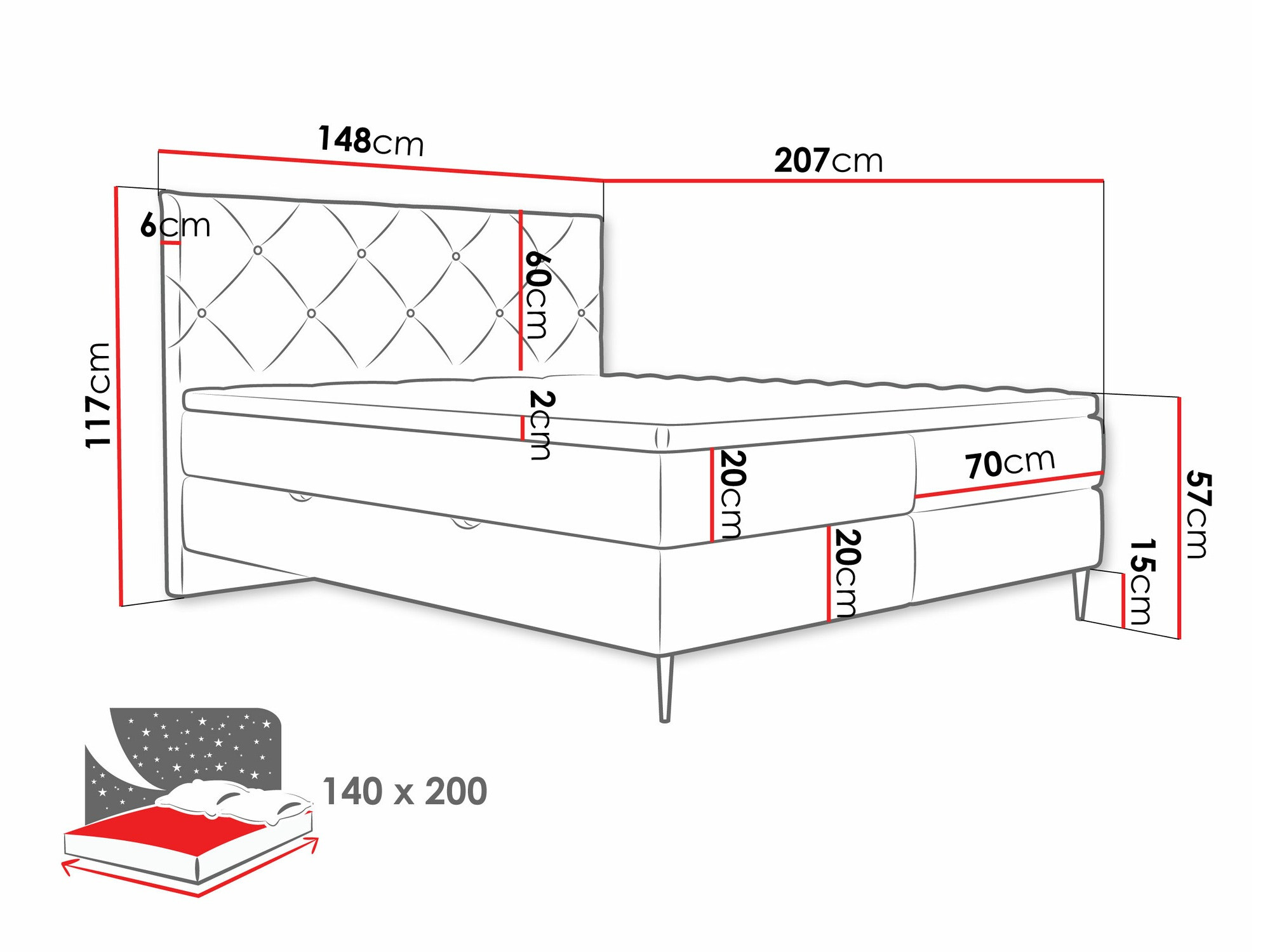 Boxspring postelja ComfiDream Myrel (Verita 52)