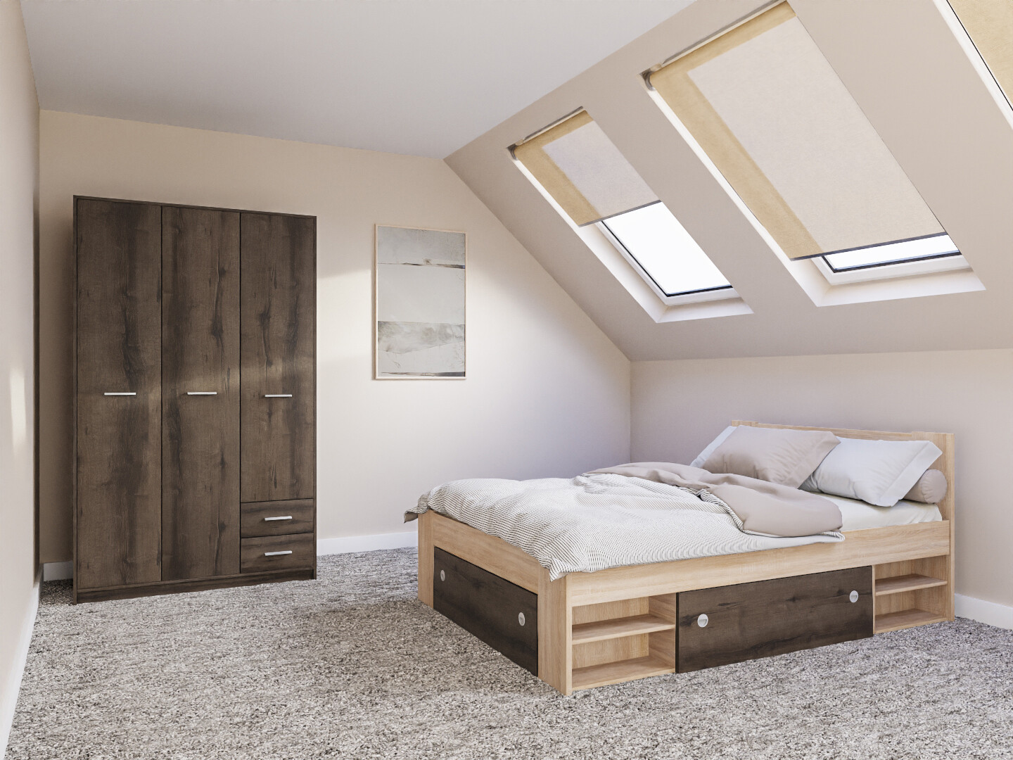 Komplet spalnic Novsore 158 (Sonoma hrast)