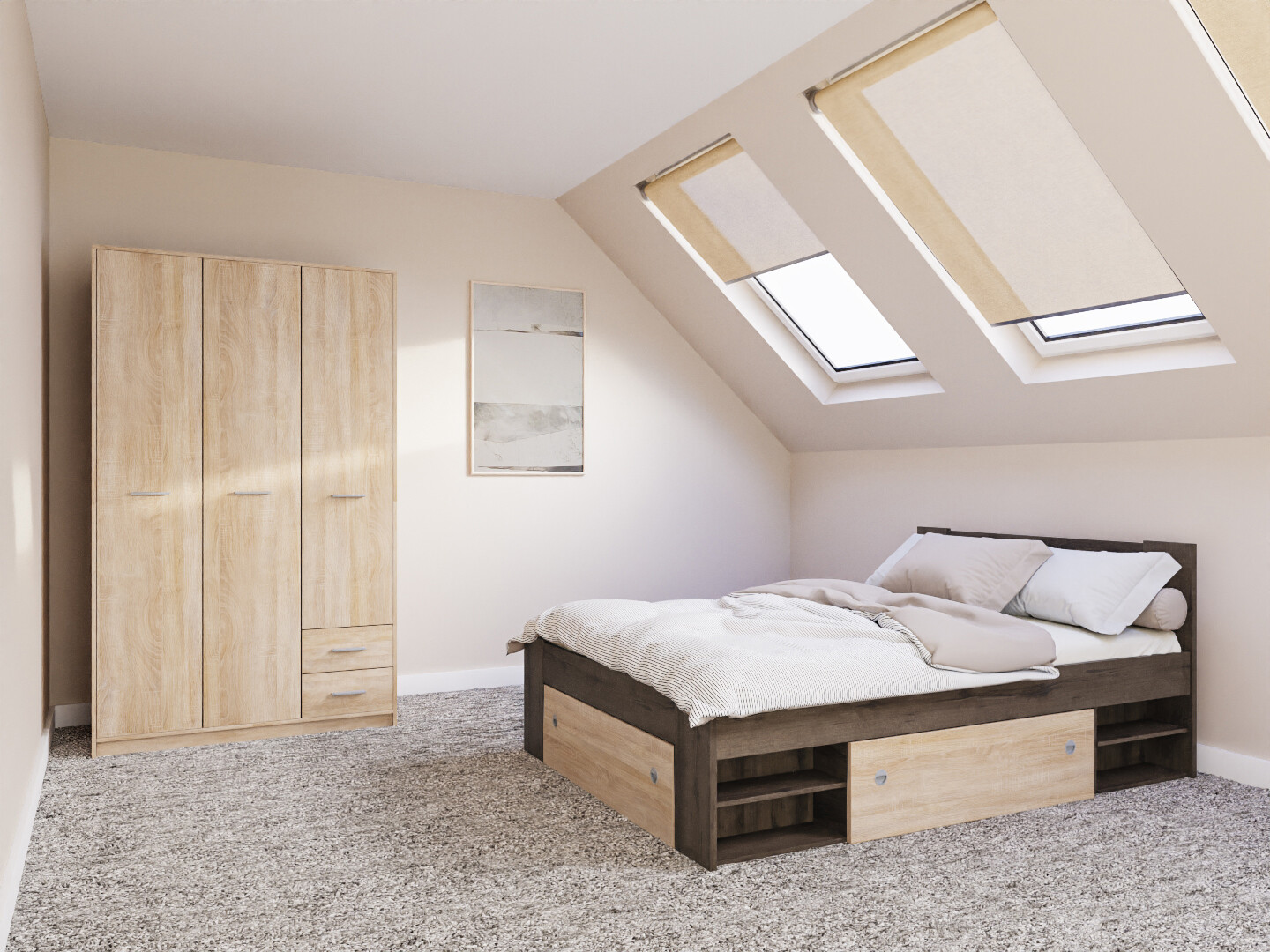 Komplet spalnic Novsore 158 (Temen hrast)