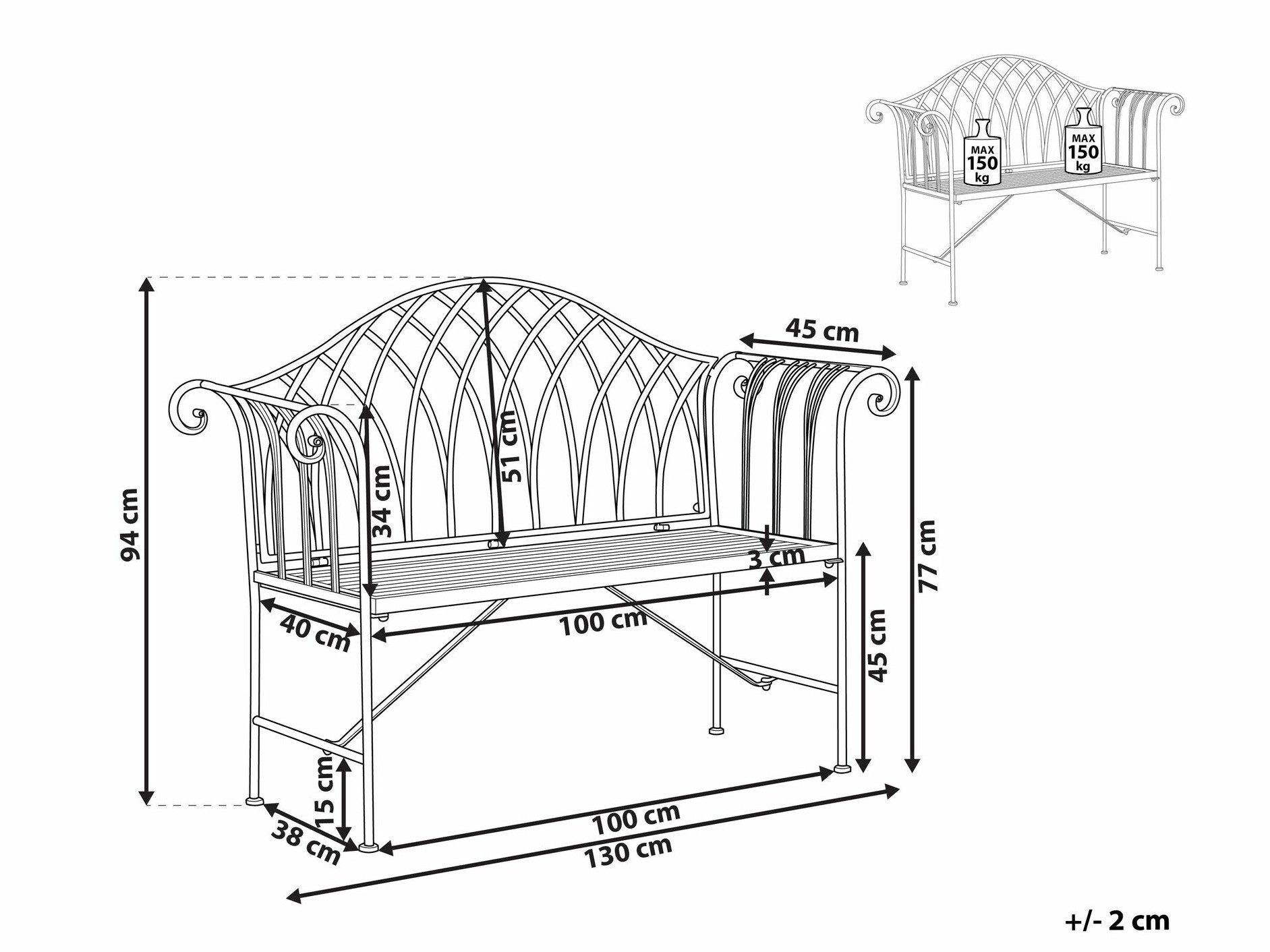 Vrtna klop Berwyn 2480 (Bela)