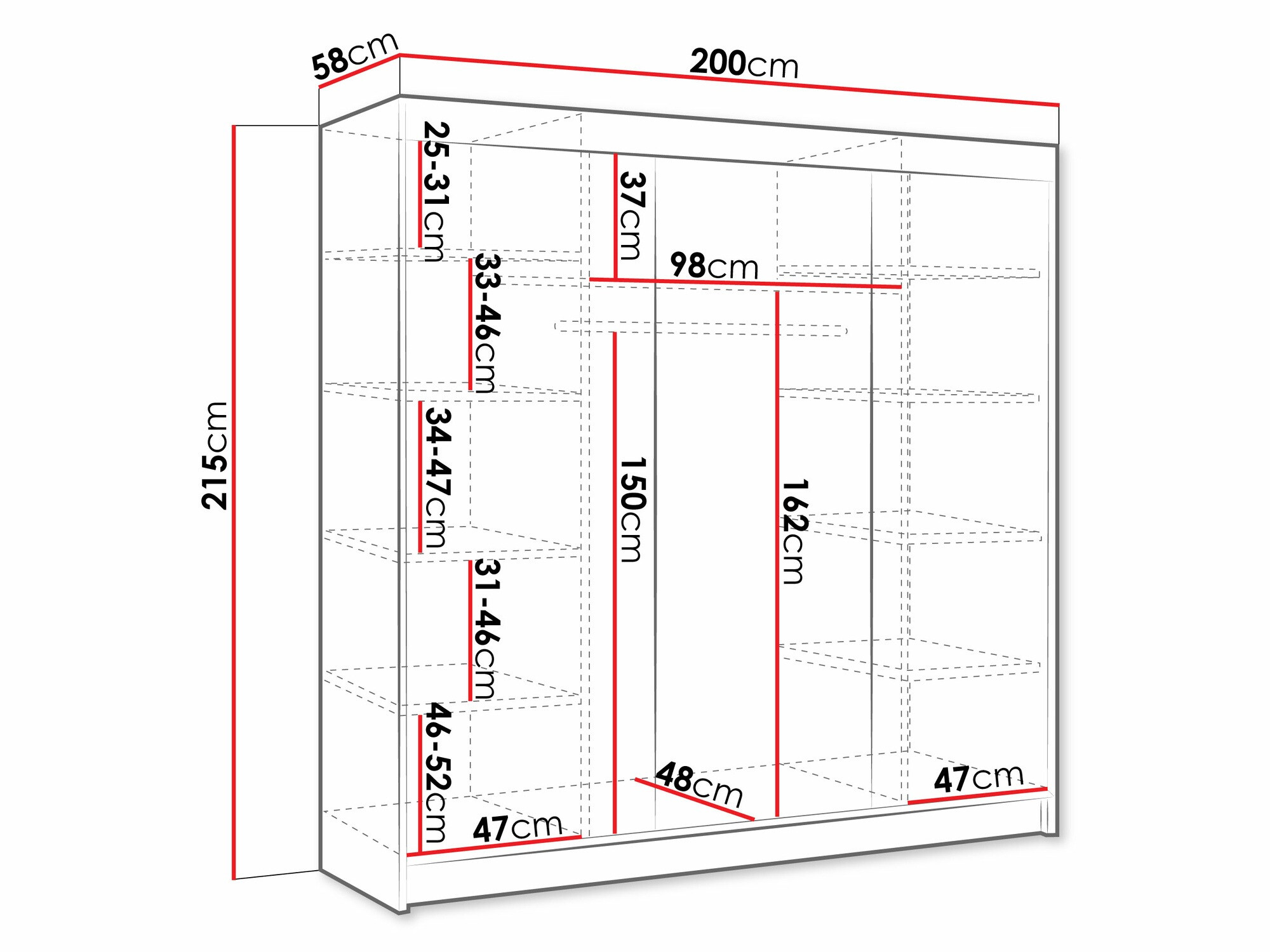 Garderobna omara Closico Durion III (Črna)