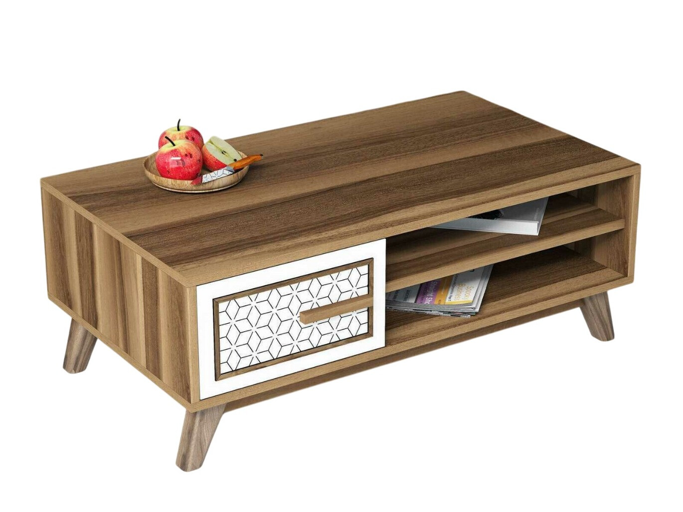 Klubska mizica Kailua 1274 (Bela + Oreh)