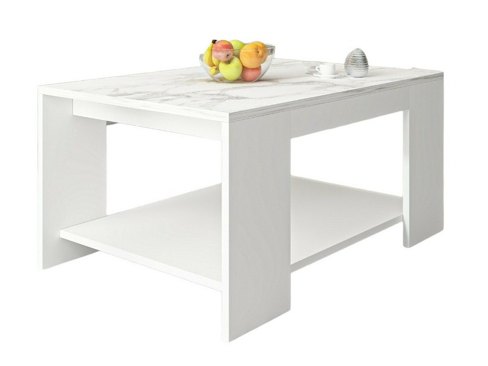 Klubska mizica Kailua 1815 (Bela + Beli marmor)