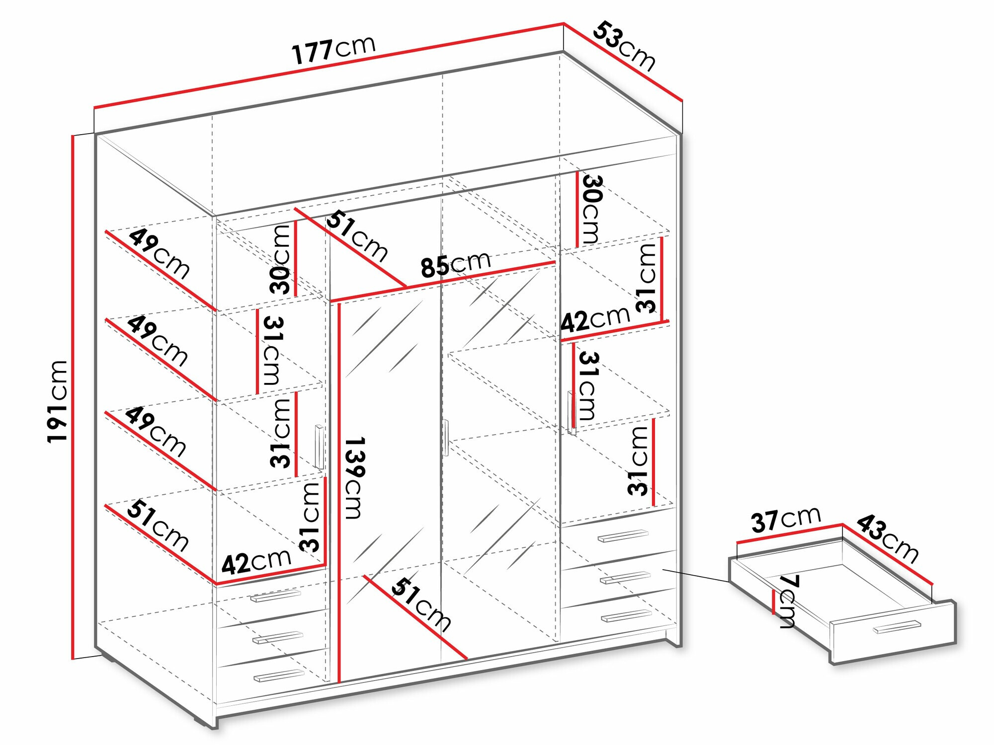 Garderobna omara Novduni 115 (Bela)