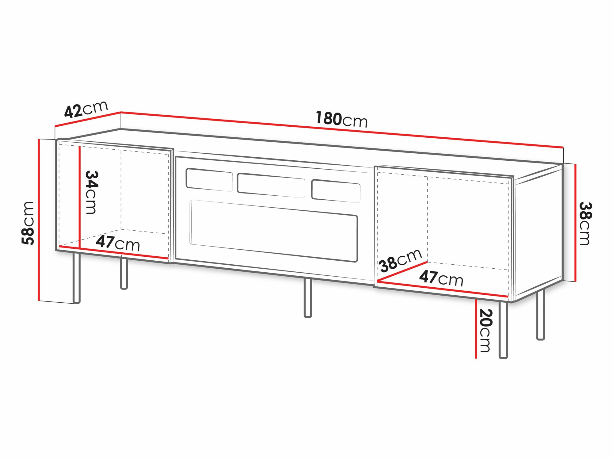 TV-omarica Charlotte 210 (Črna)
