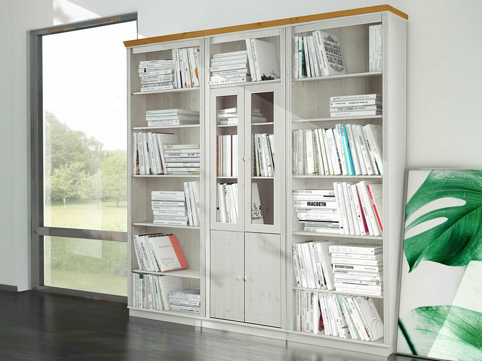 Komplet polic Saltoro 113 (Bela + Medeni hrast)