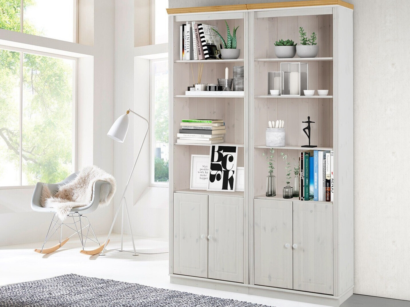 Komplet polic Saltoro 115 (Bela + Medeni hrast)