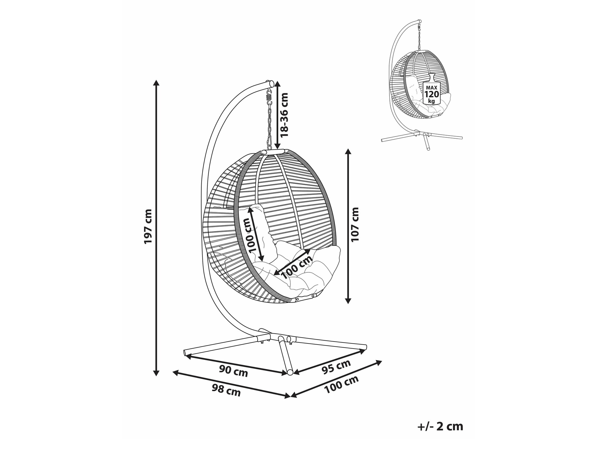 Viseči stol Berwyn 2502 (Bež + Bela)