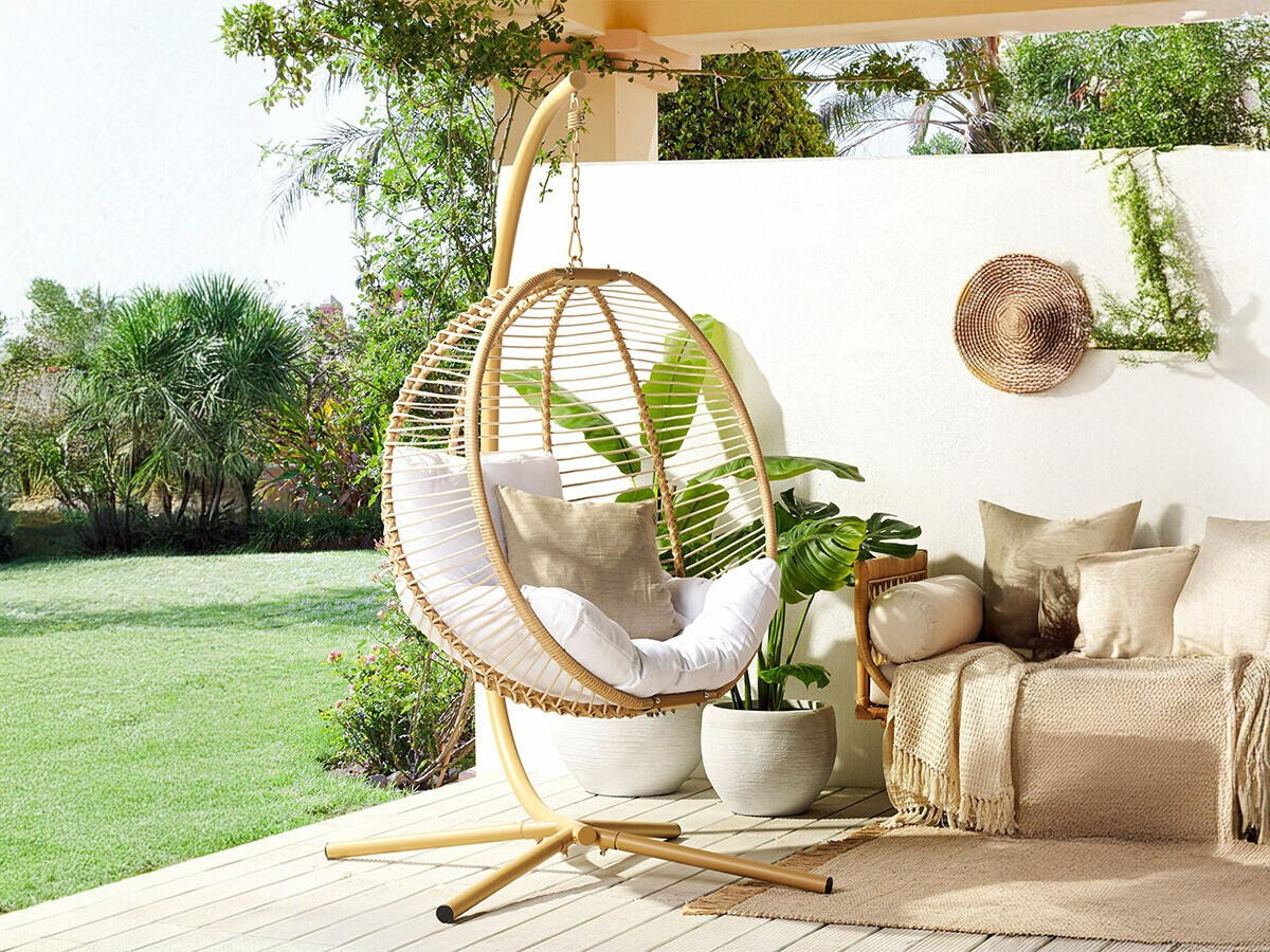 Viseči stol Berwyn 2502 (Bež + Bela)