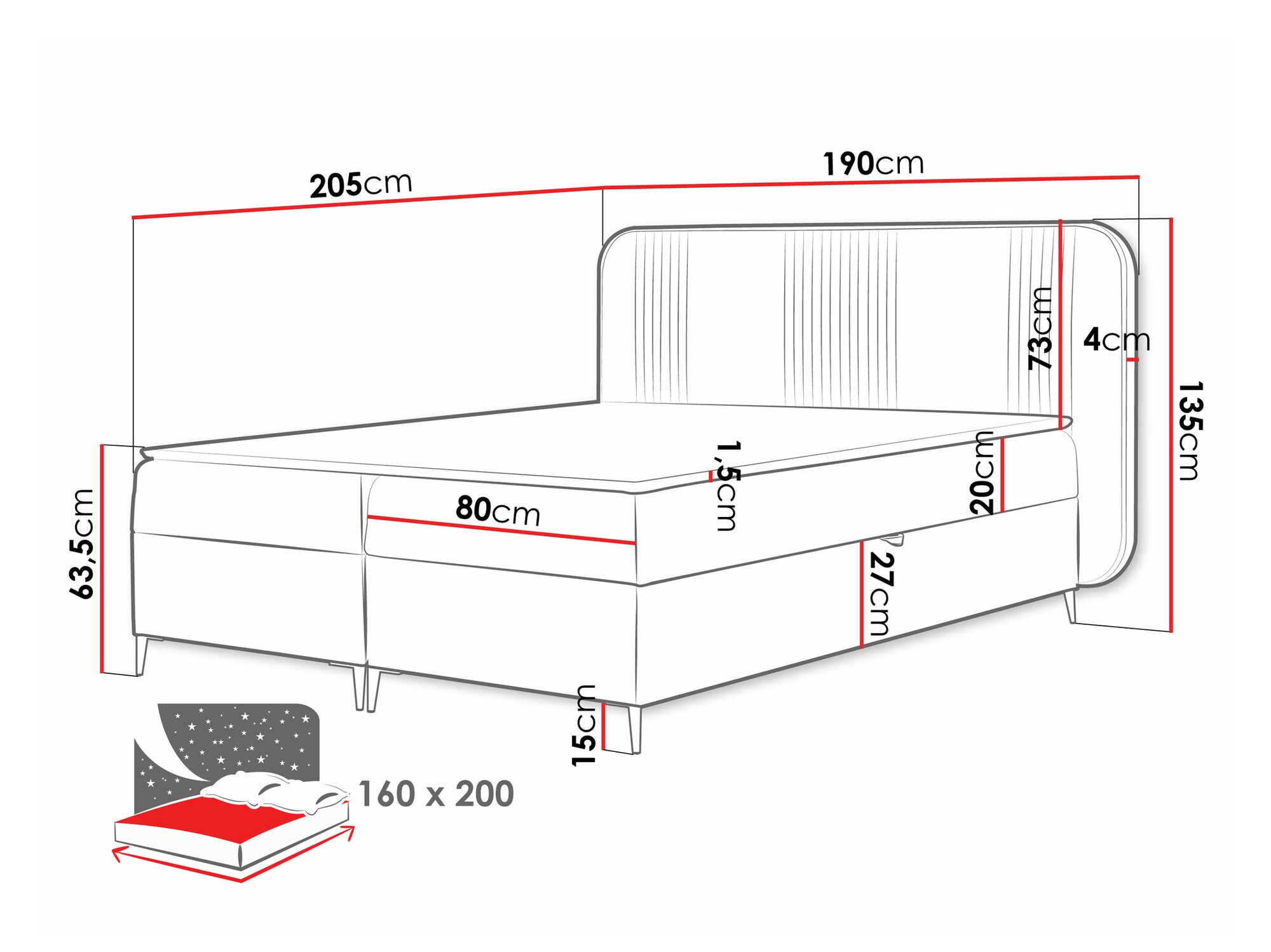 Boxspring postelja Baltimore 196 (Magic Velvet 2219)