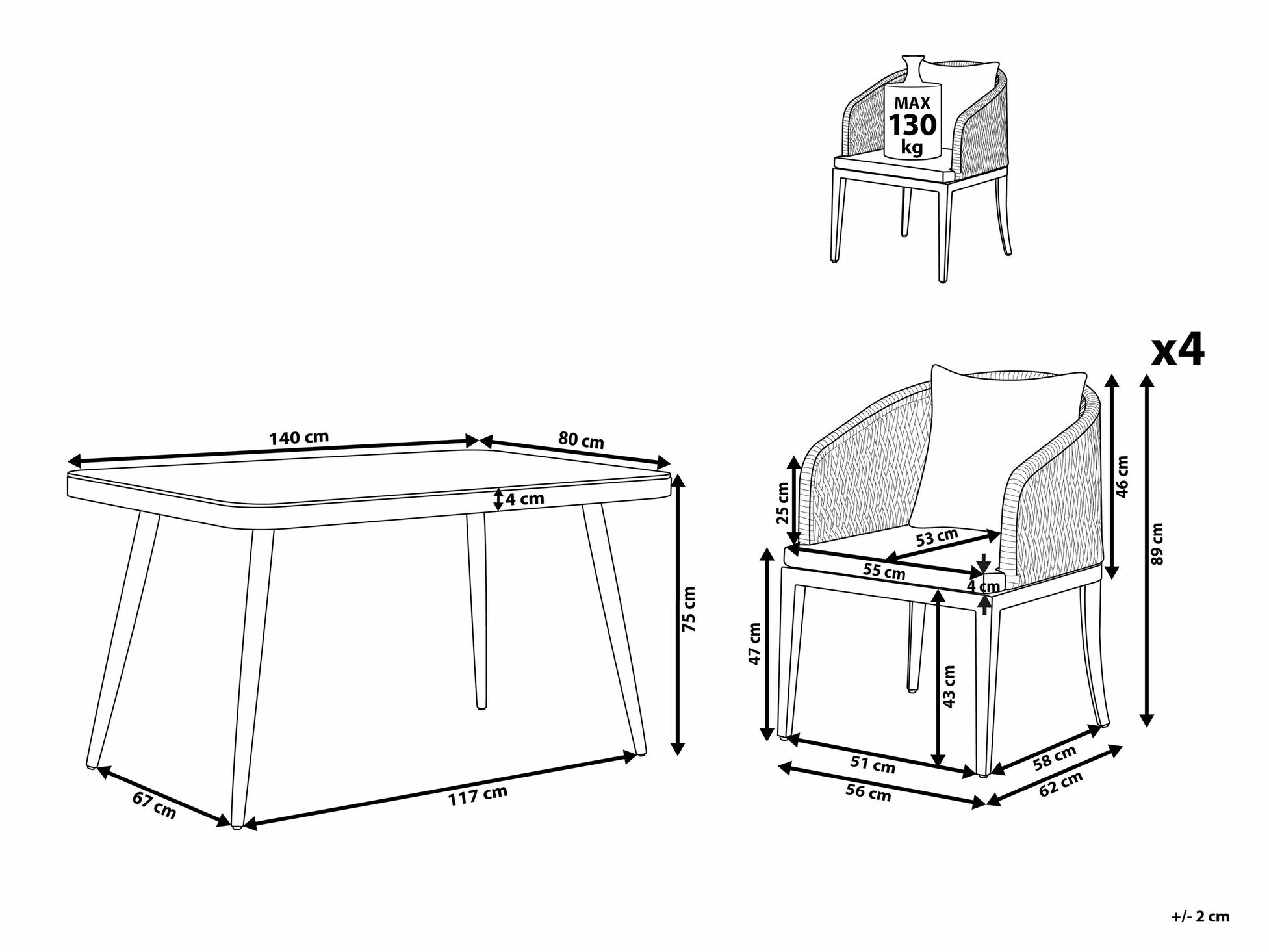 Komplet mize in stolov Berwyn 2513