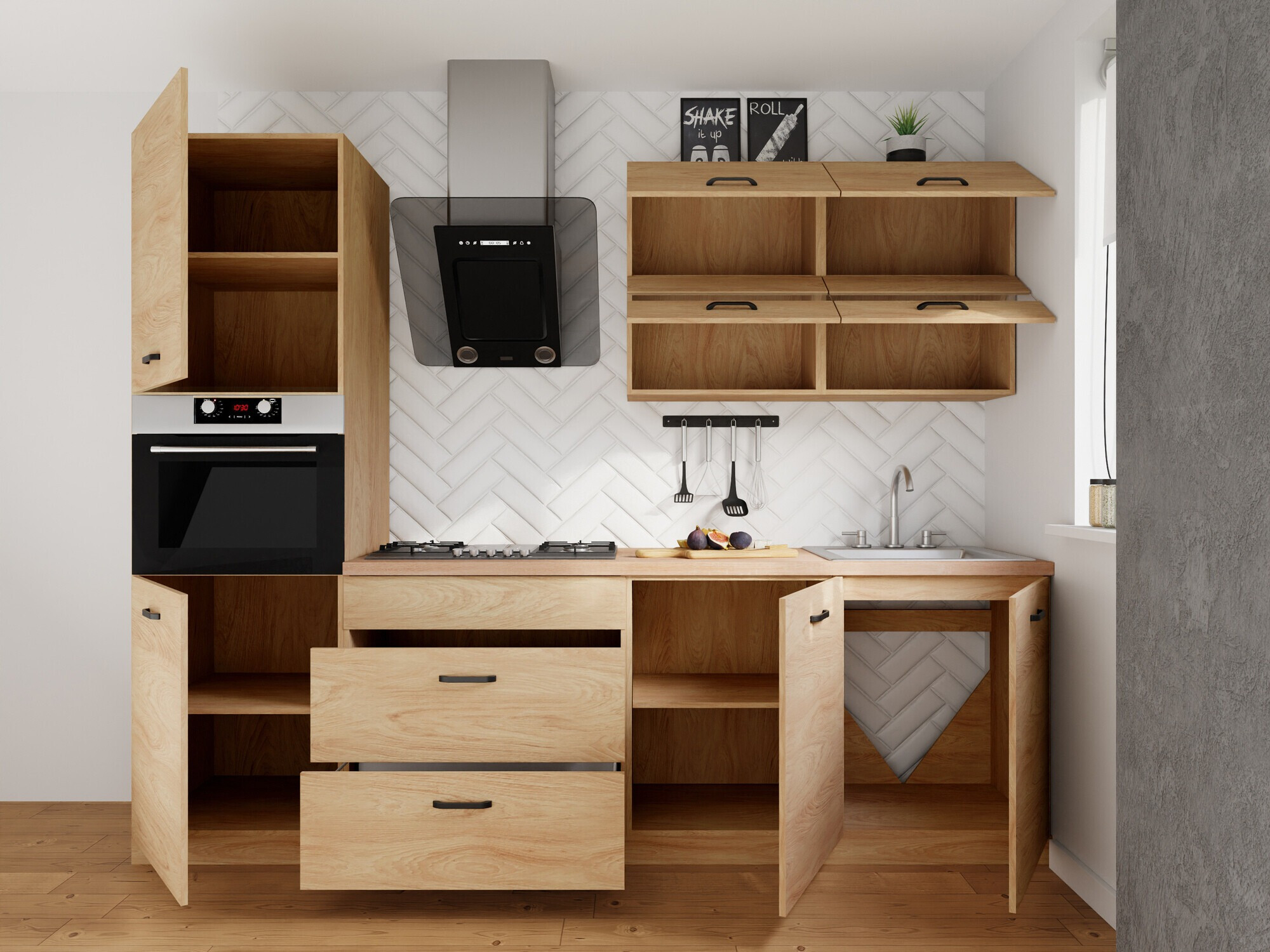 Modularni kuhinjski komplet Amper Oak 168