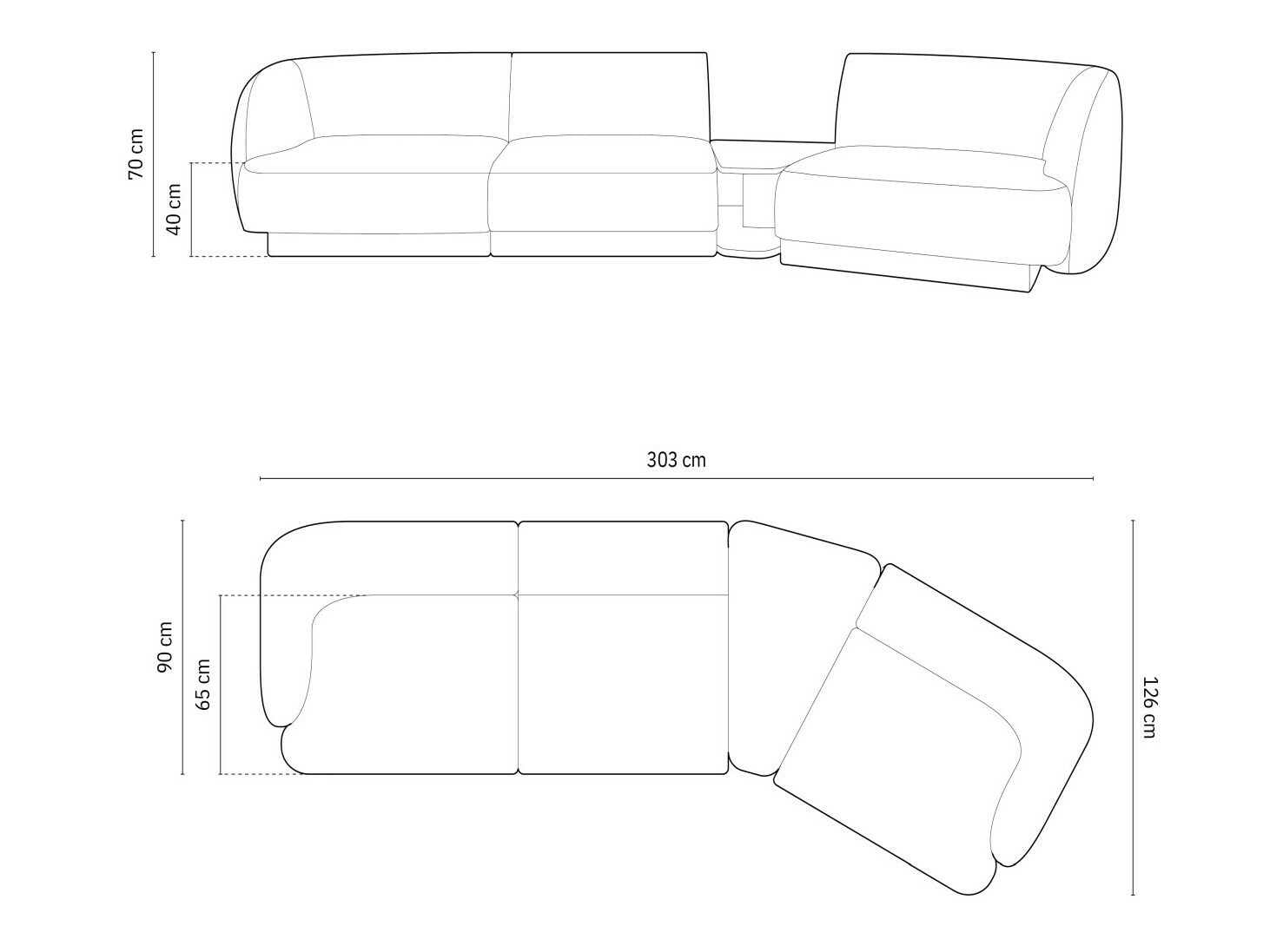 Modularna kotna sedežna garnitura Tivlomi 118 (Bluvel 19)